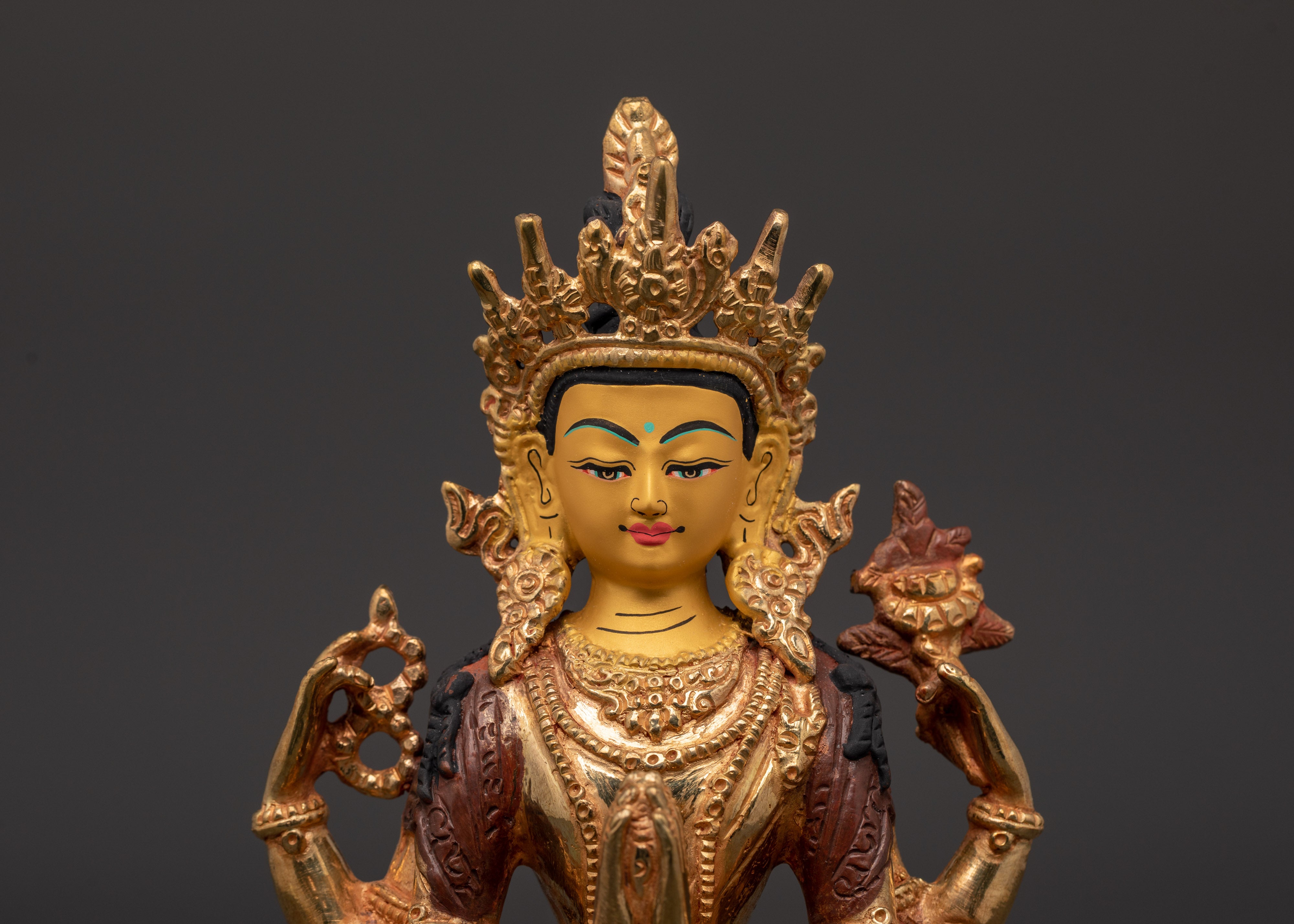 Chenrezig 4-Arm Deity Statue | Tibetan Bodhisattva of Compassion