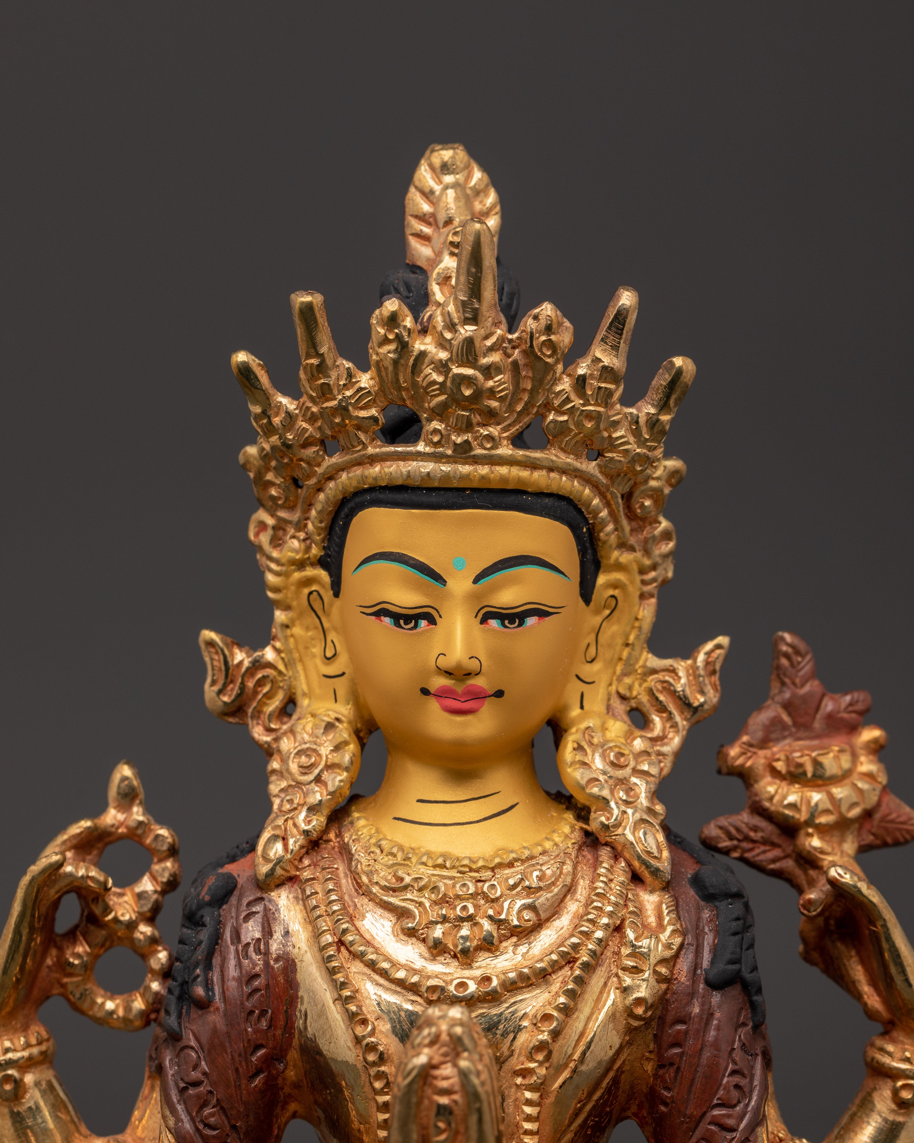 Chenrezig 4-Arm Deity Statue | Tibetan Bodhisattva of Compassion