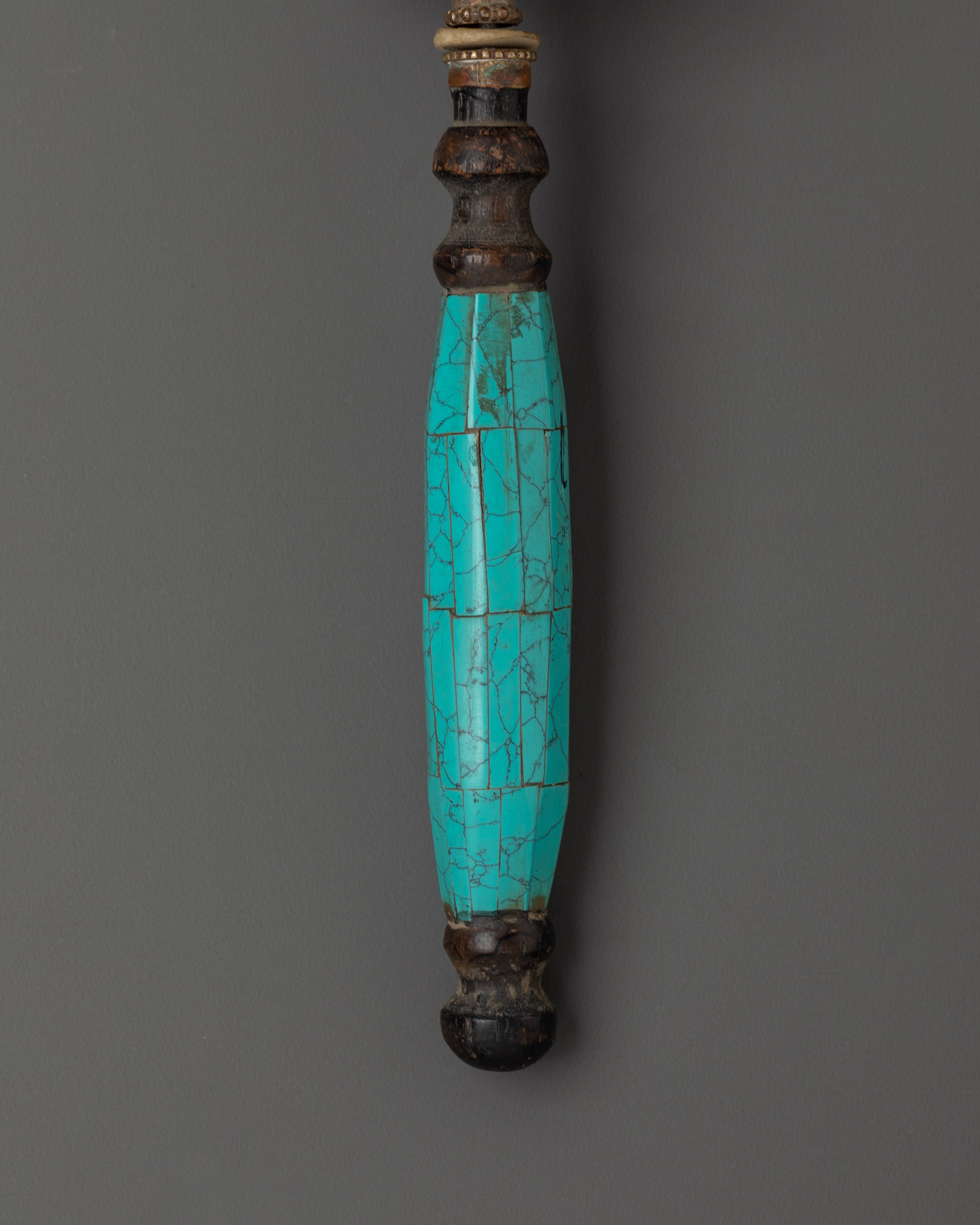 Tibetan Coral Mantra Wheel | Handheld Copper Prayer Wheel