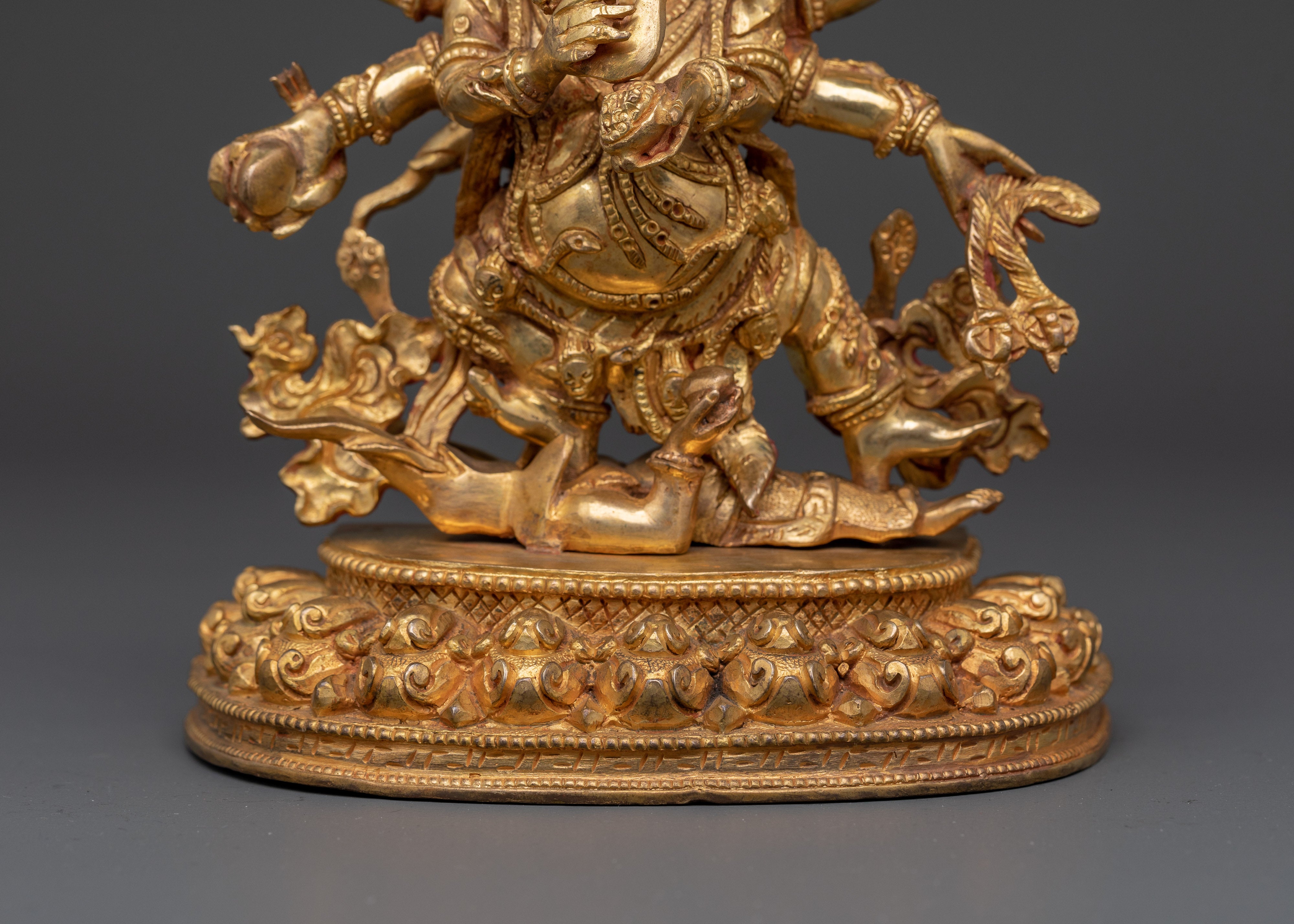 Handmade Six Armed Mahakala Deity Statue | Buddhist Sculpture of Wrathful Deity