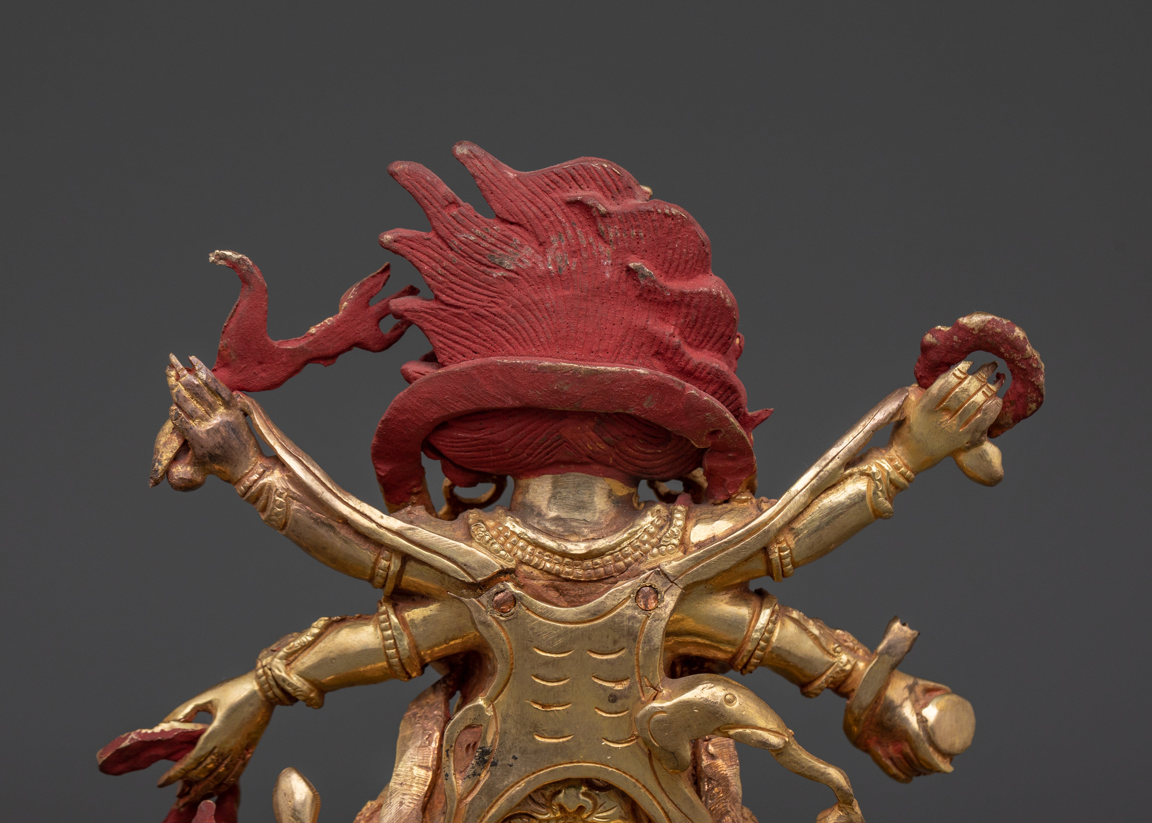 Handmade Six Armed Mahakala Deity Statue | Buddhist Sculpture of Wrathful Deity
