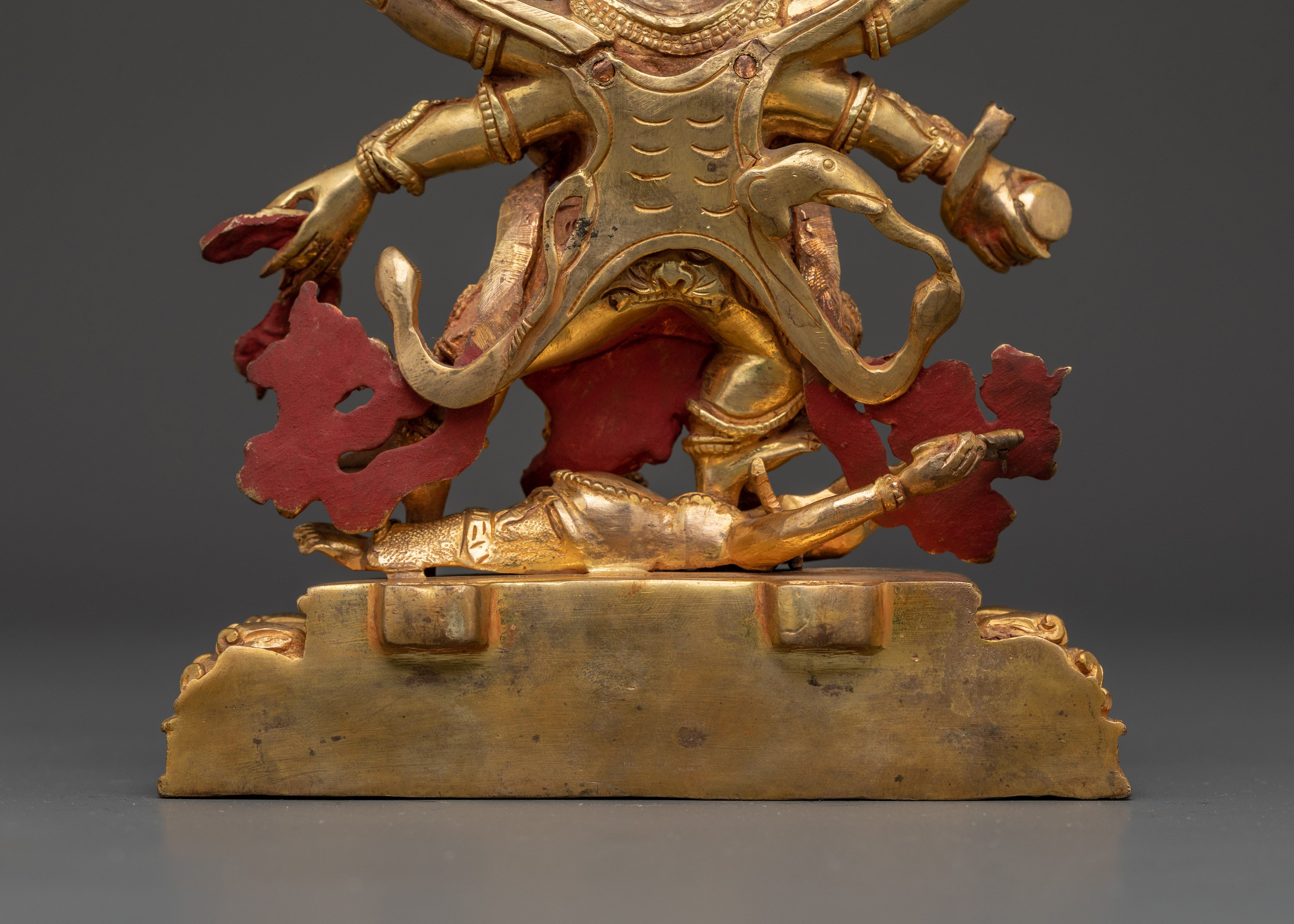 Handmade Six Armed Mahakala Deity Statue | Buddhist Sculpture of Wrathful Deity