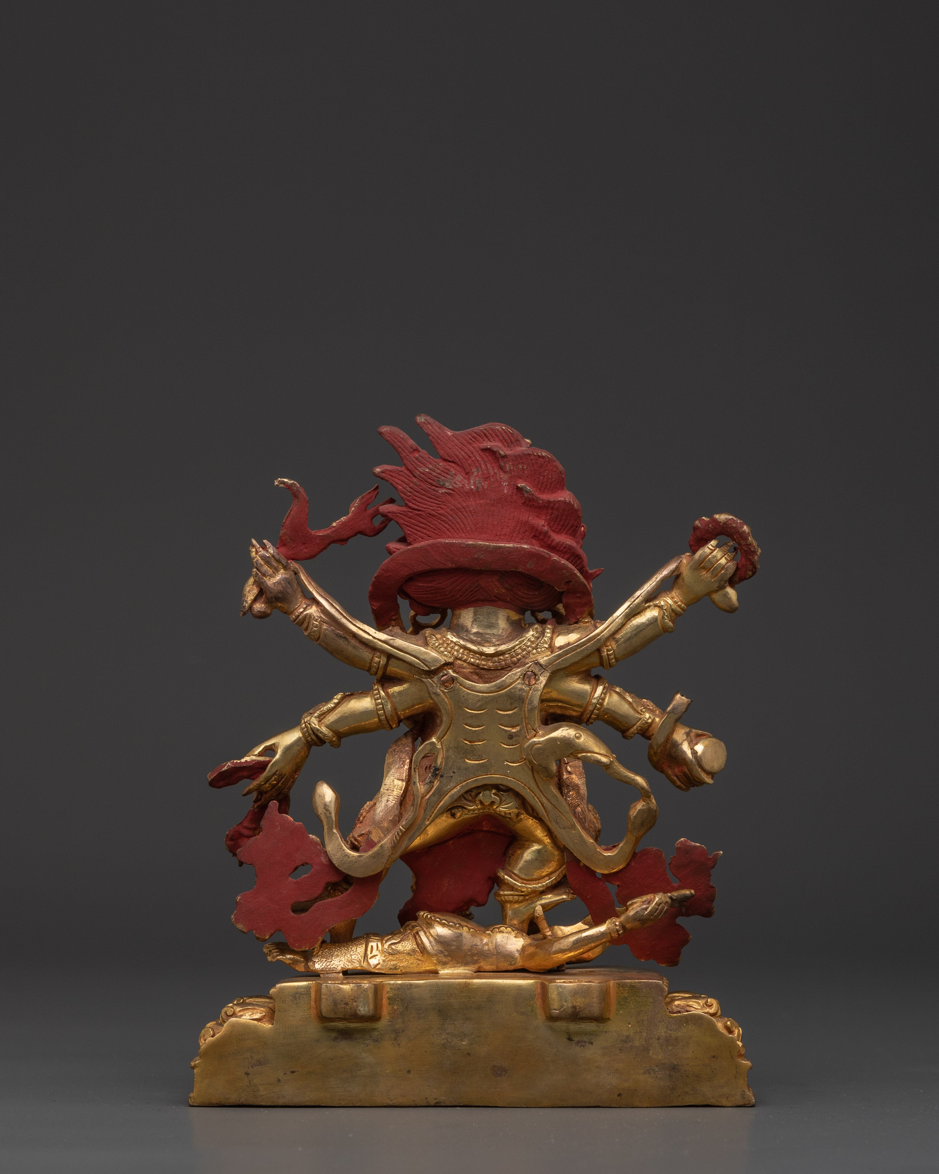 Handmade Six Armed Mahakala Deity Statue | Buddhist Sculpture of Wrathful Deity