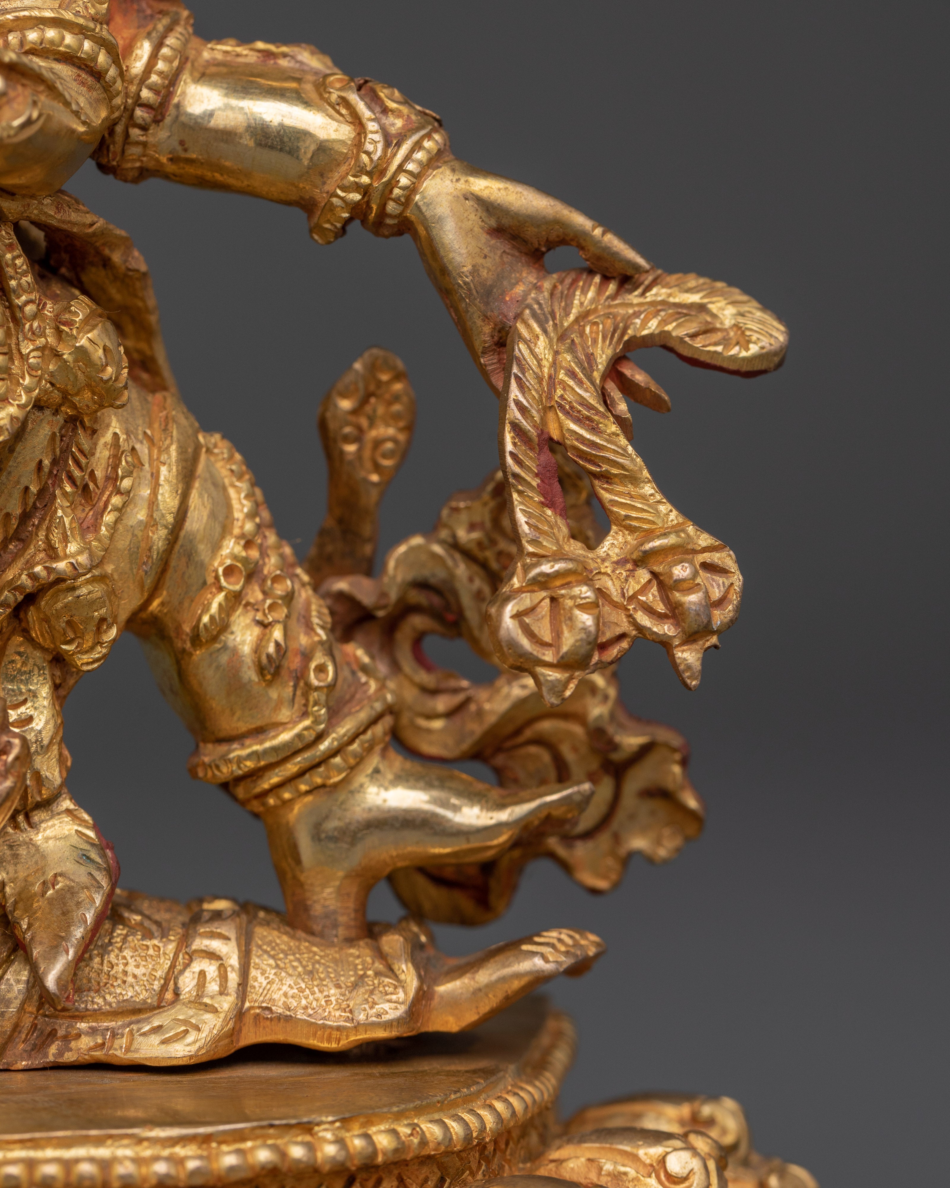Handmade Six Armed Mahakala Deity Statue | Buddhist Sculpture of Wrathful Deity