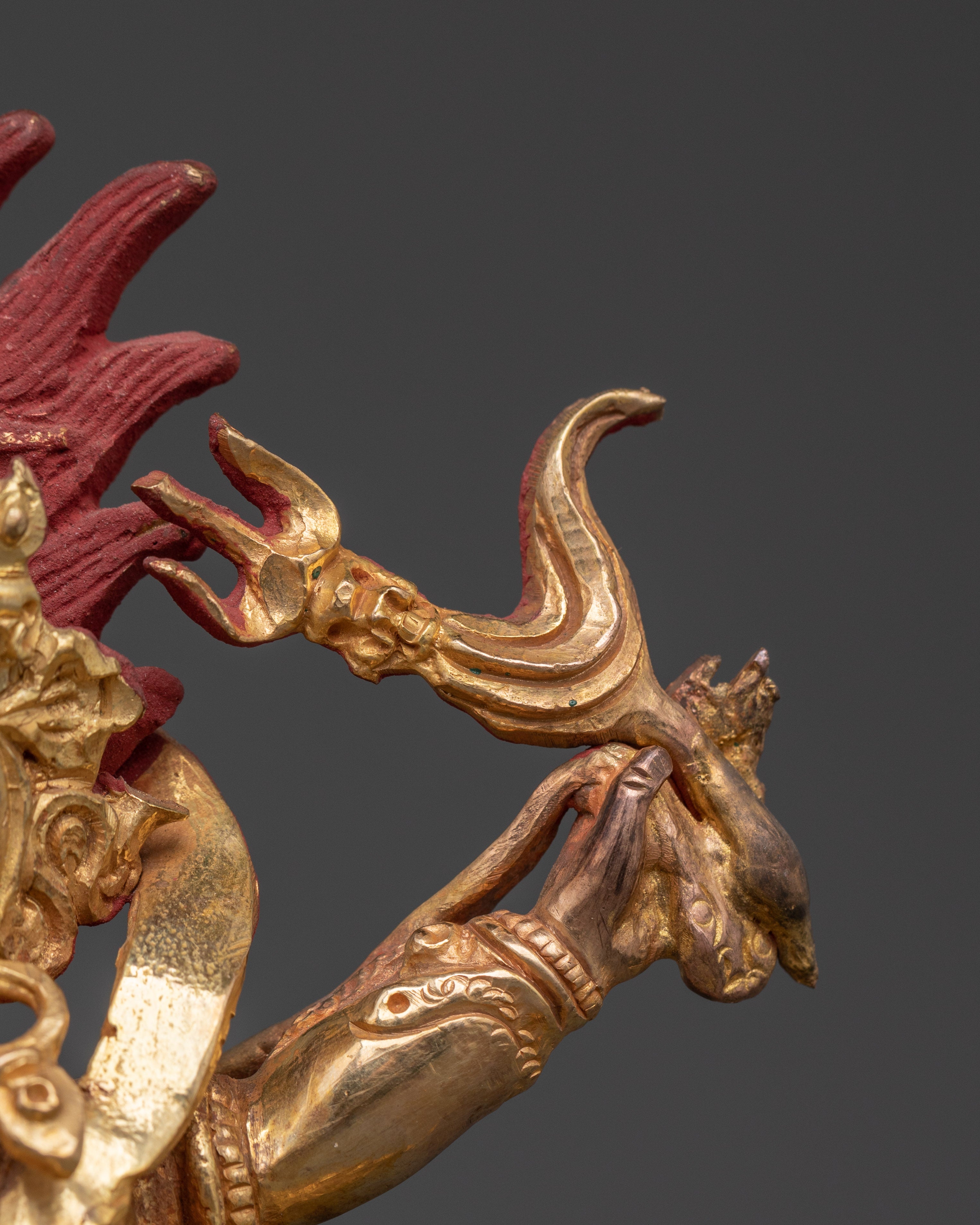 Handmade Six Armed Mahakala Deity Statue | Buddhist Sculpture of Wrathful Deity