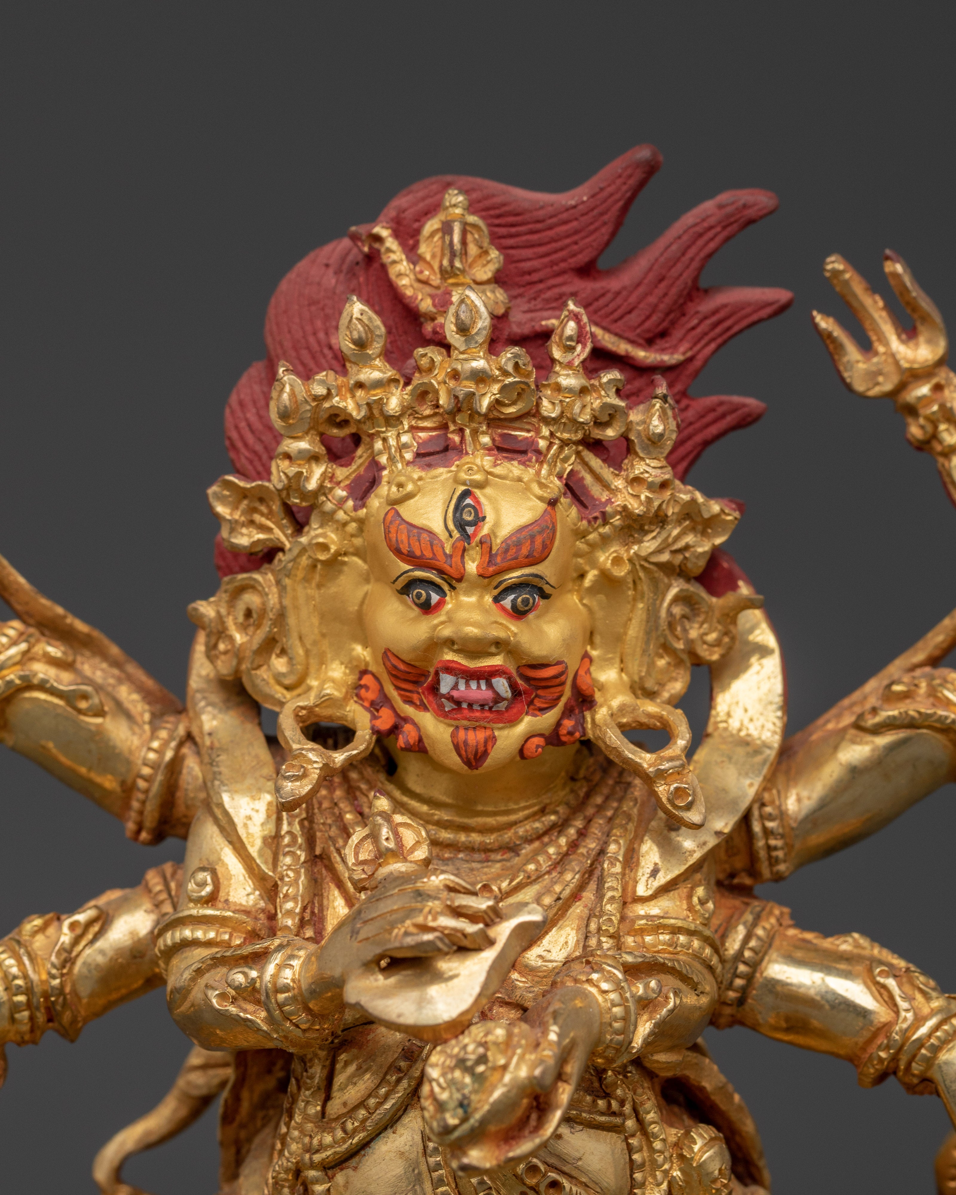 Handcrafted Six-Armed Mahakala Statue | Symbolizing Power and Protection