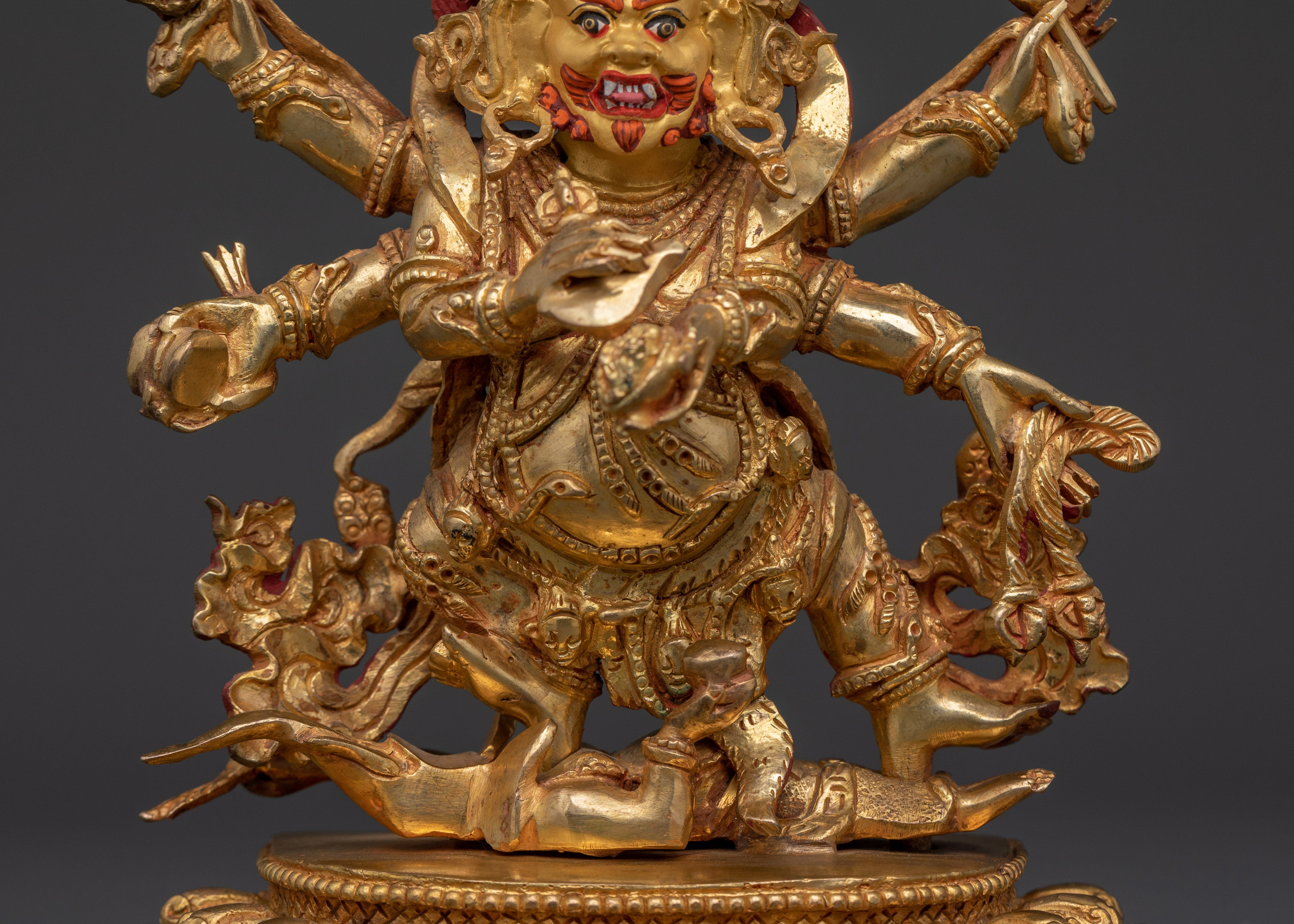 Handcrafted Six-Armed Mahakala Statue | Symbolizing Power and Protection