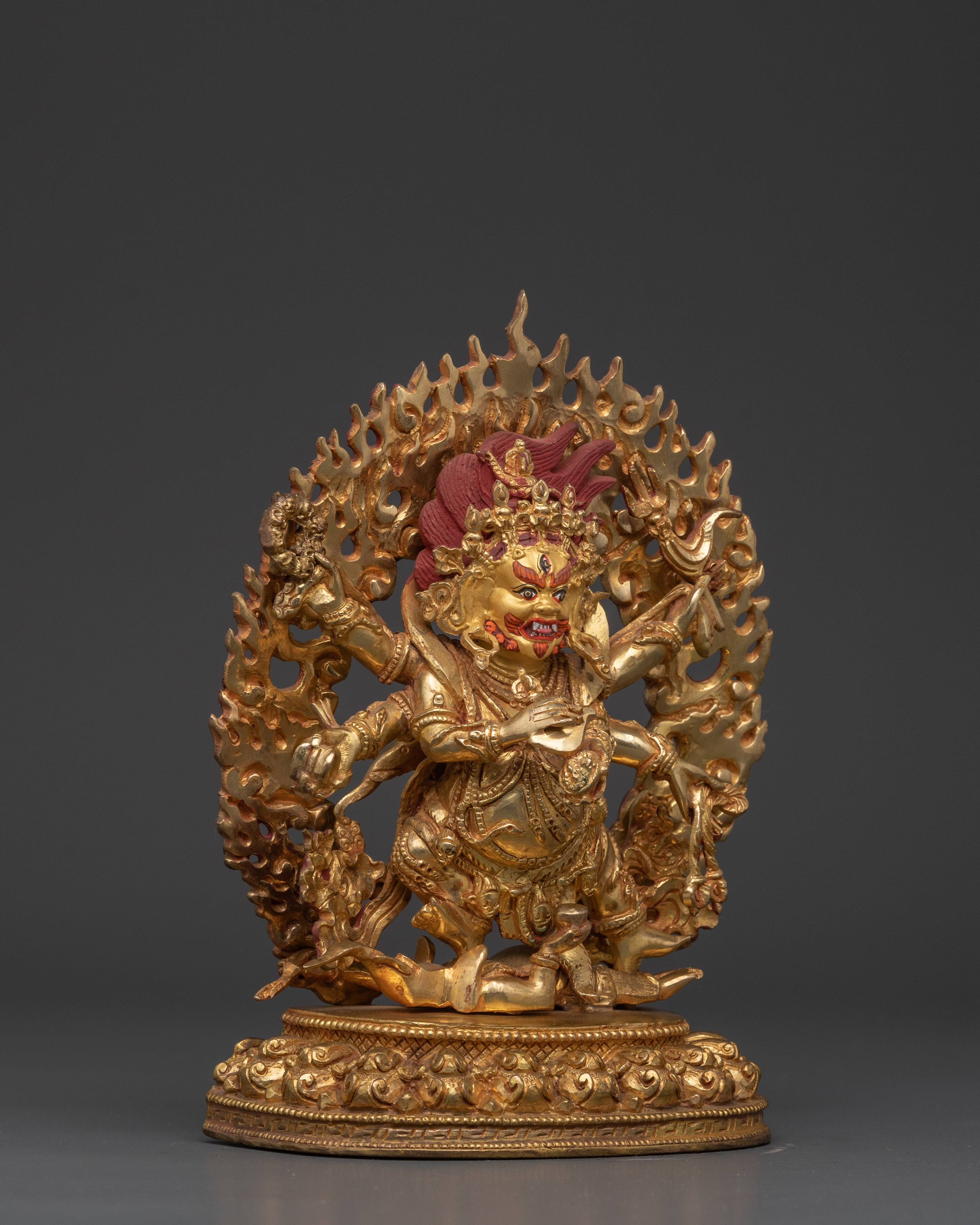 Handcrafted Six-Armed Mahakala Statue | Symbolizing Power and Protection