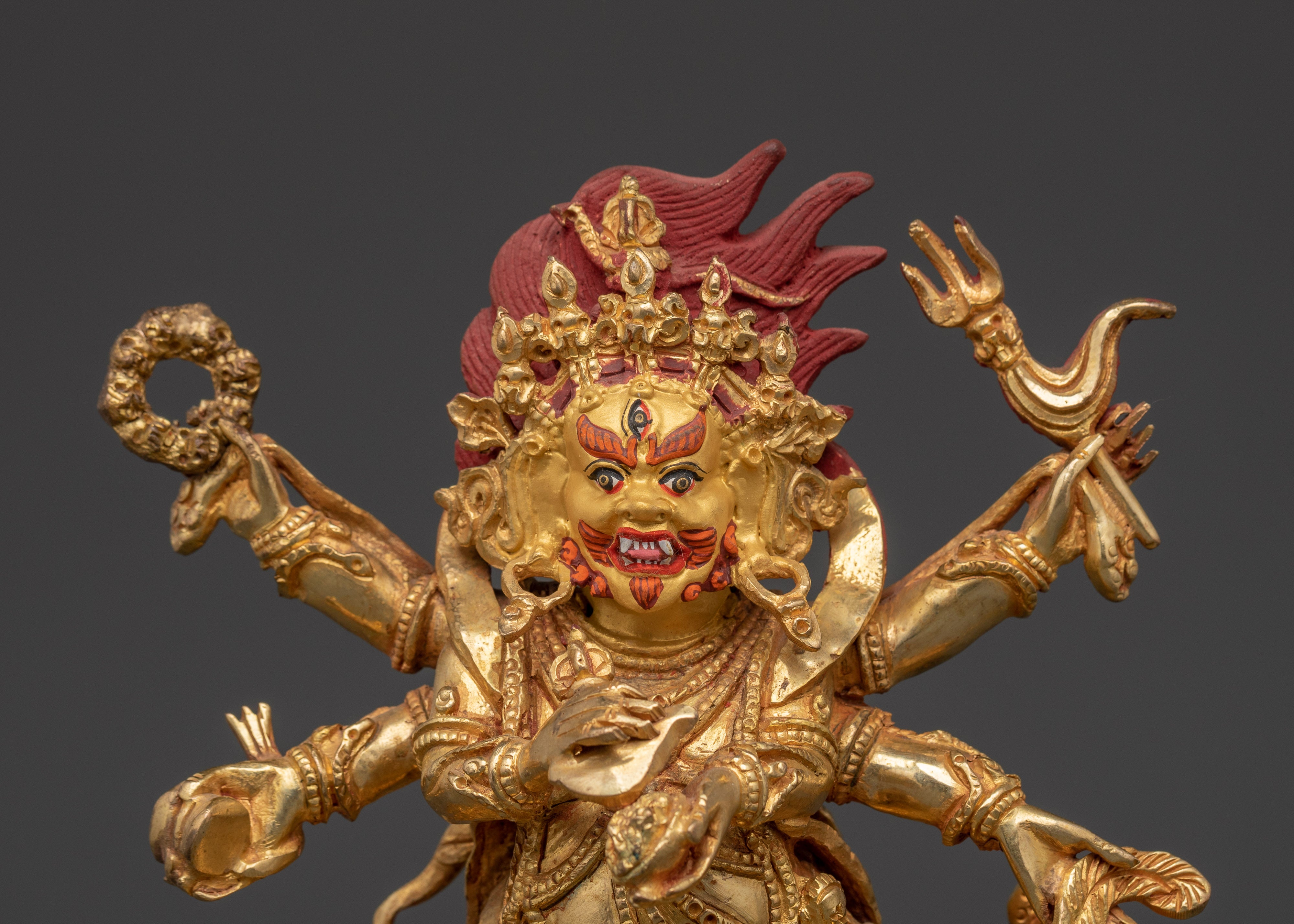 Handcrafted Six-Armed Mahakala Statue | Symbolizing Power and Protection