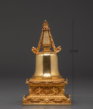 Enlightenment Copper Stupa | Handcrafted Gold Plated Tibetan Buddhist Statue