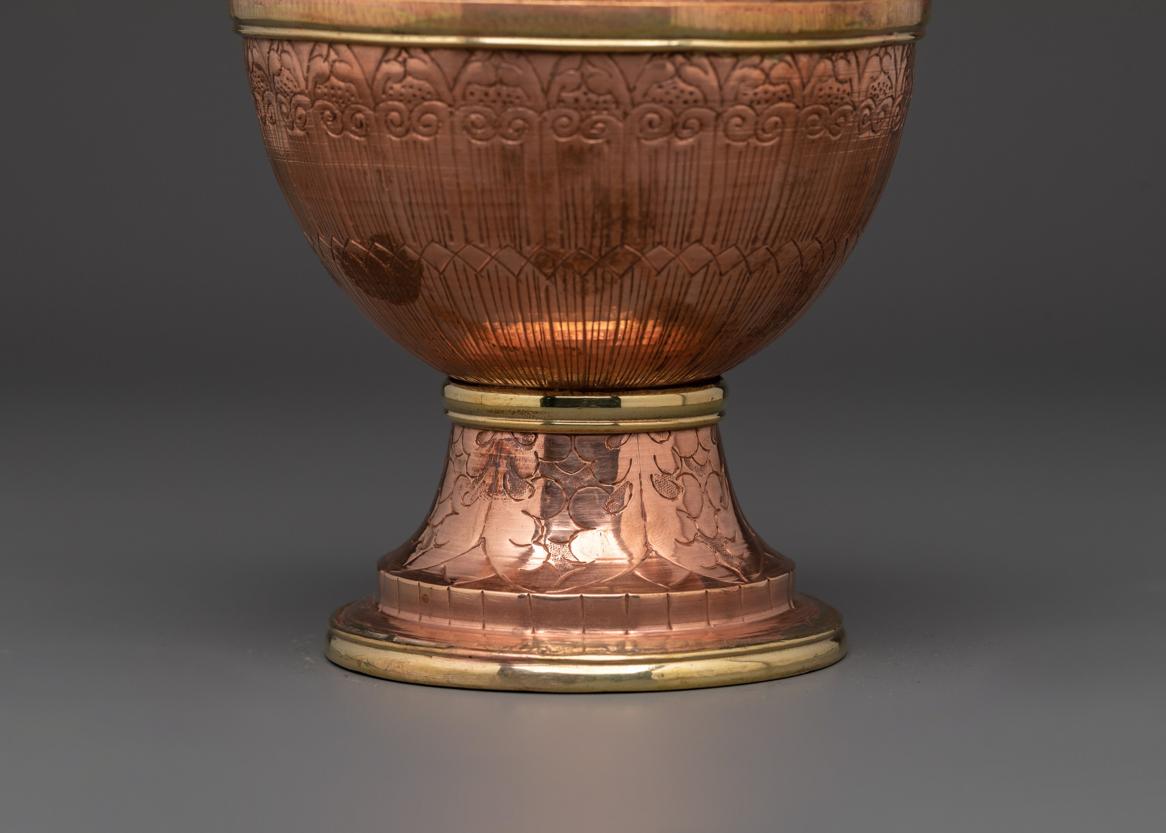 Tibetan Rice Offering Pot | Copper Ritual Vessel with Lid for Altar and Puja