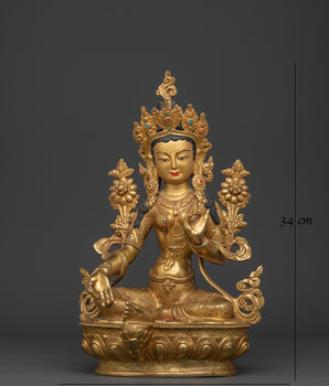 Green Tara Swift Liberator Statue | Handcrafted Copper Goddess Figurine