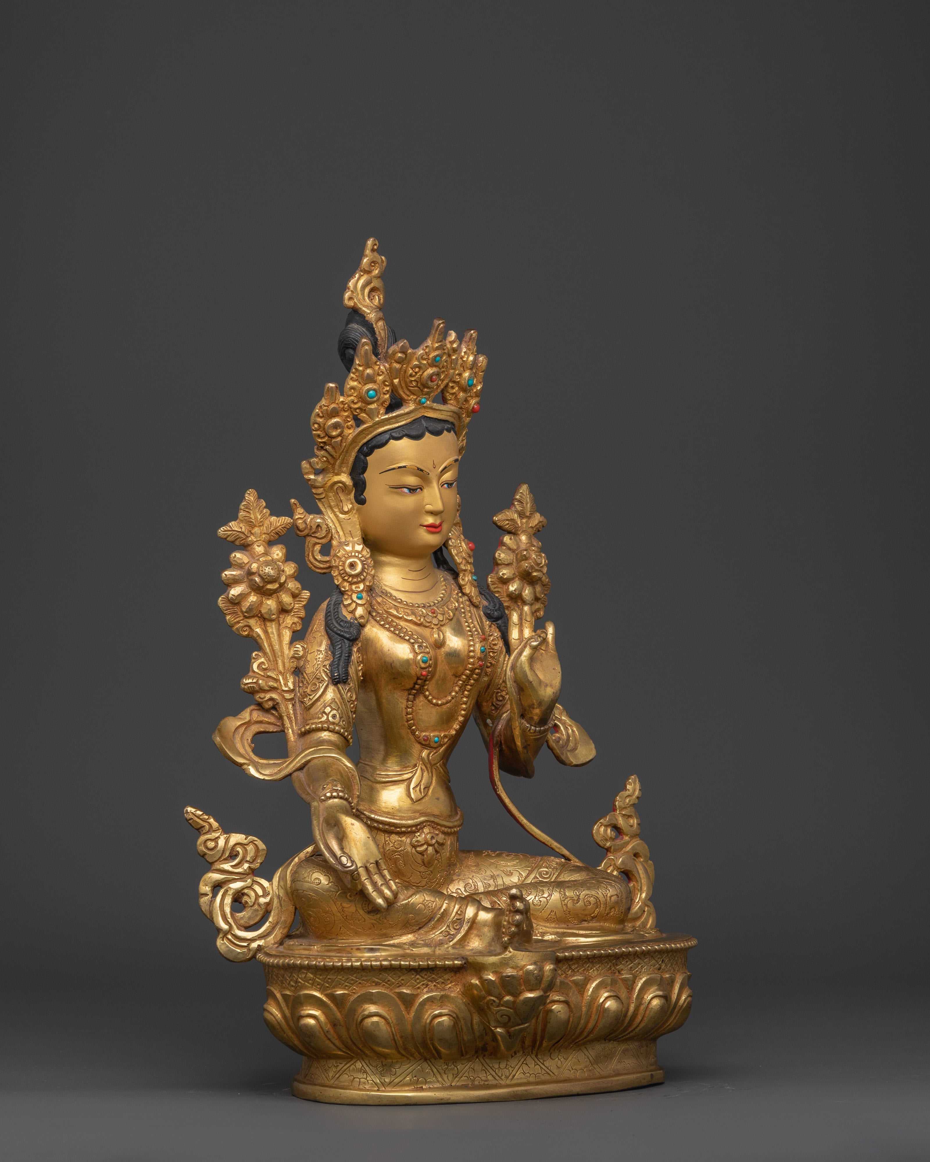 Green Tara Swift Liberator Statue | Handcrafted Copper Goddess Figurine