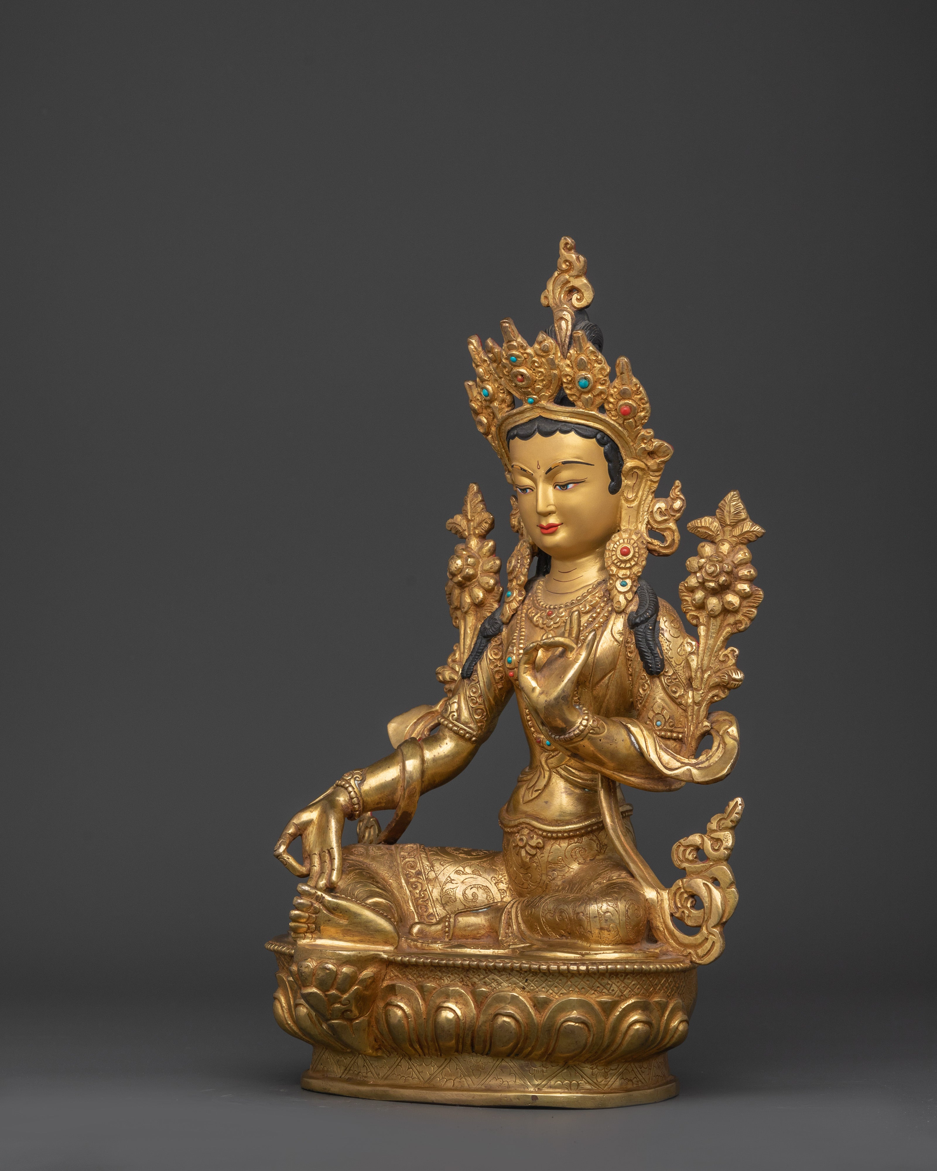 Green Tara Swift Liberator Statue | Handcrafted Copper Goddess Figurine