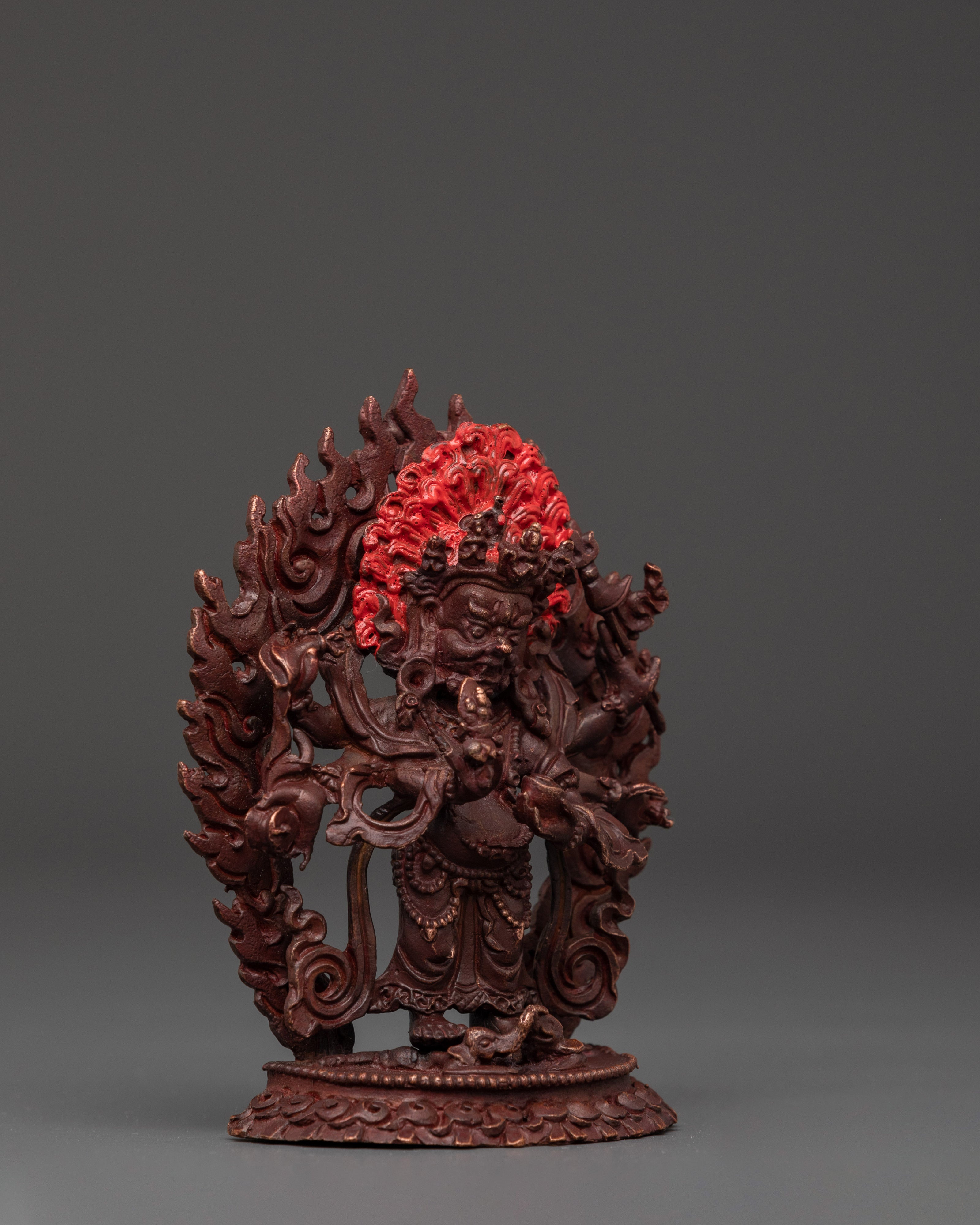 White Mahakala Tibetan Deity Statue | Himalayan Spiritual Artwork