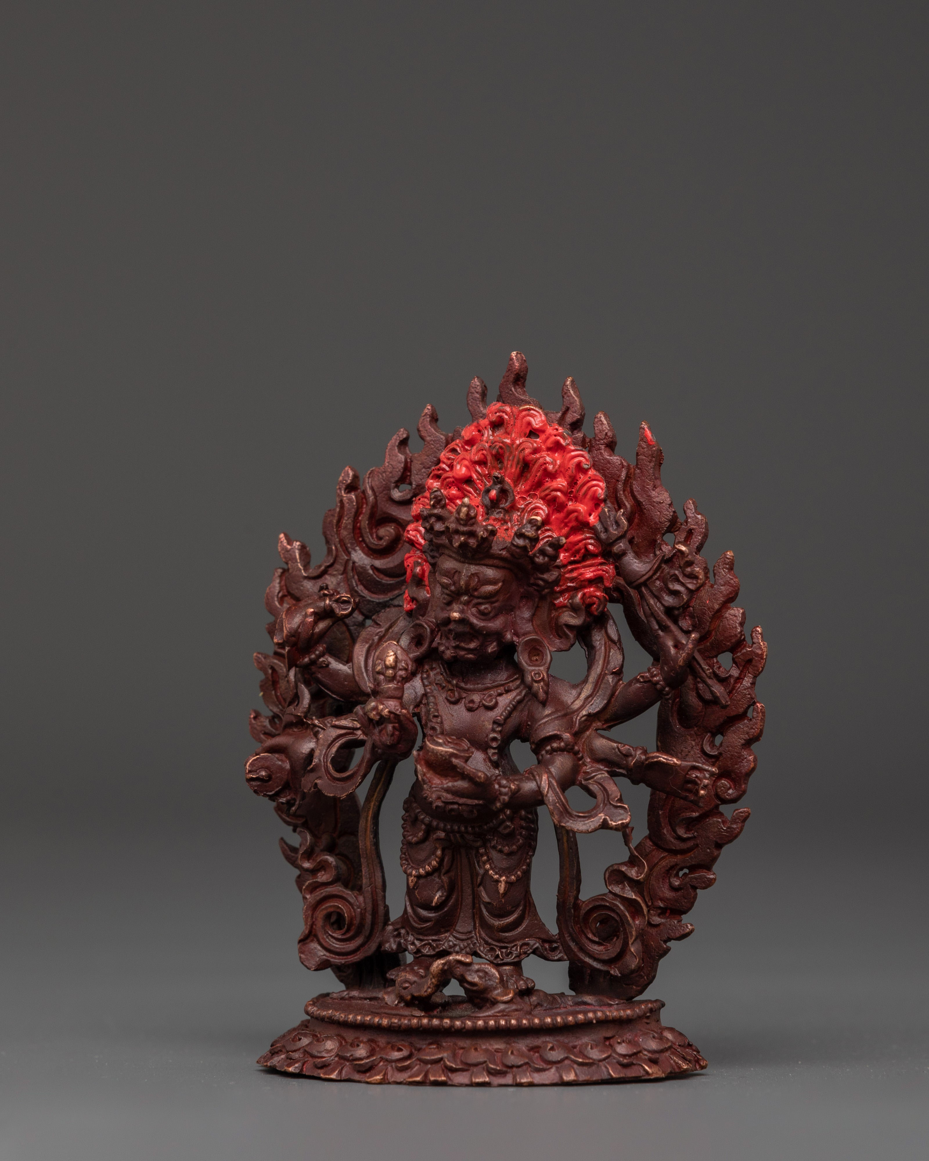 White Mahakala Tibetan Deity Statue | Himalayan Spiritual Artwork