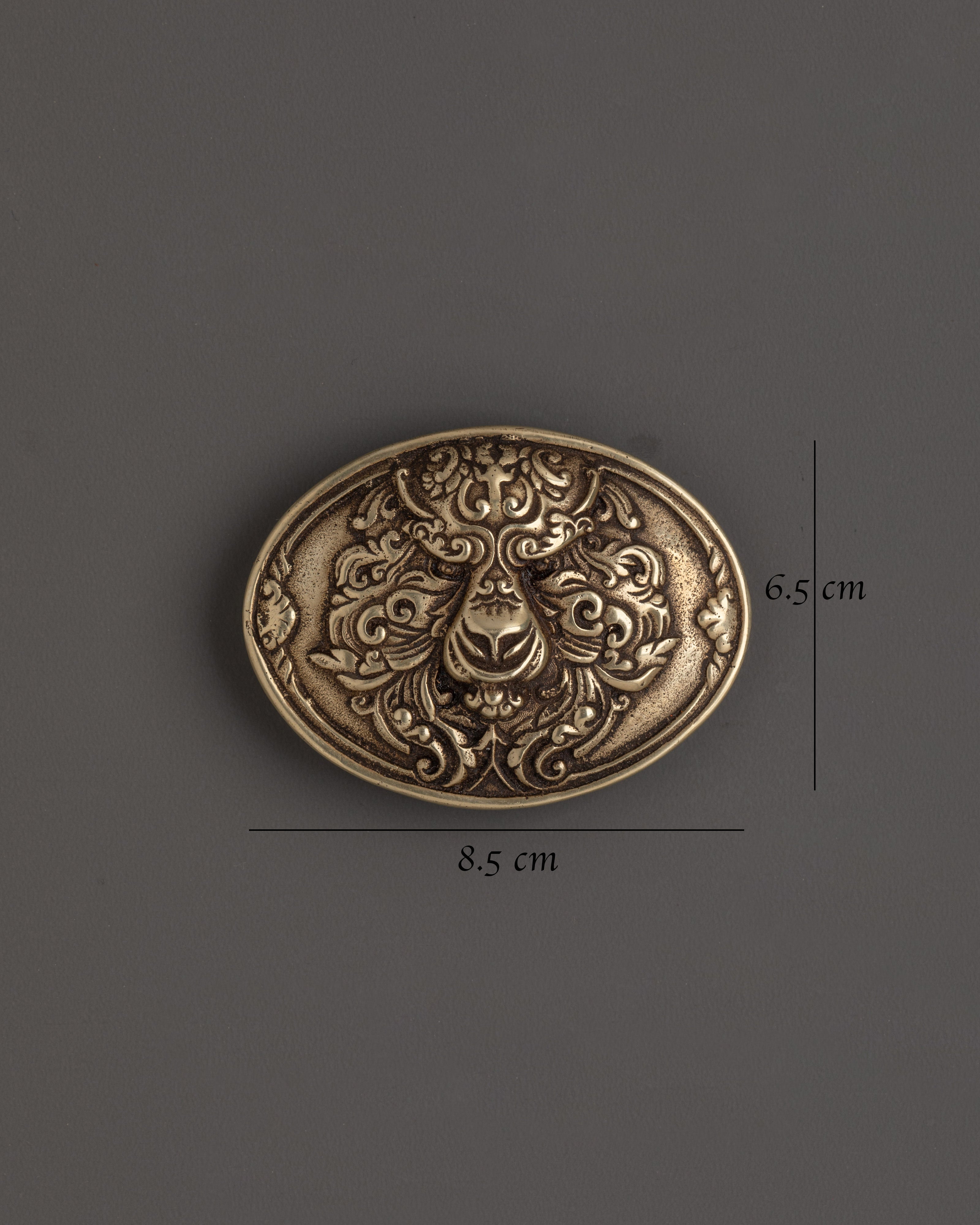 Handcrafted Brass Belt Buckle | Traditional Himalayan Design