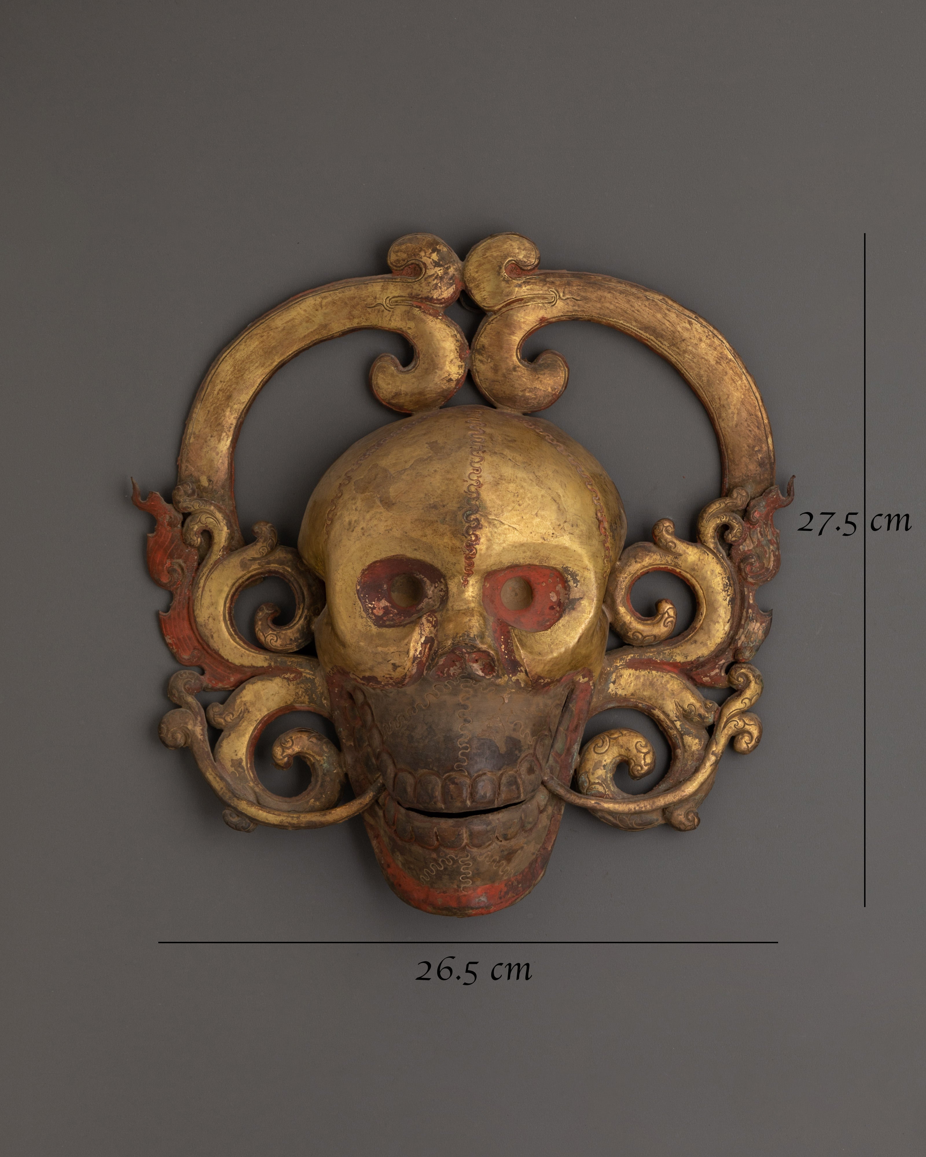 Gothic Wall Hanging | Skull Decor in Gold-Plated Copper