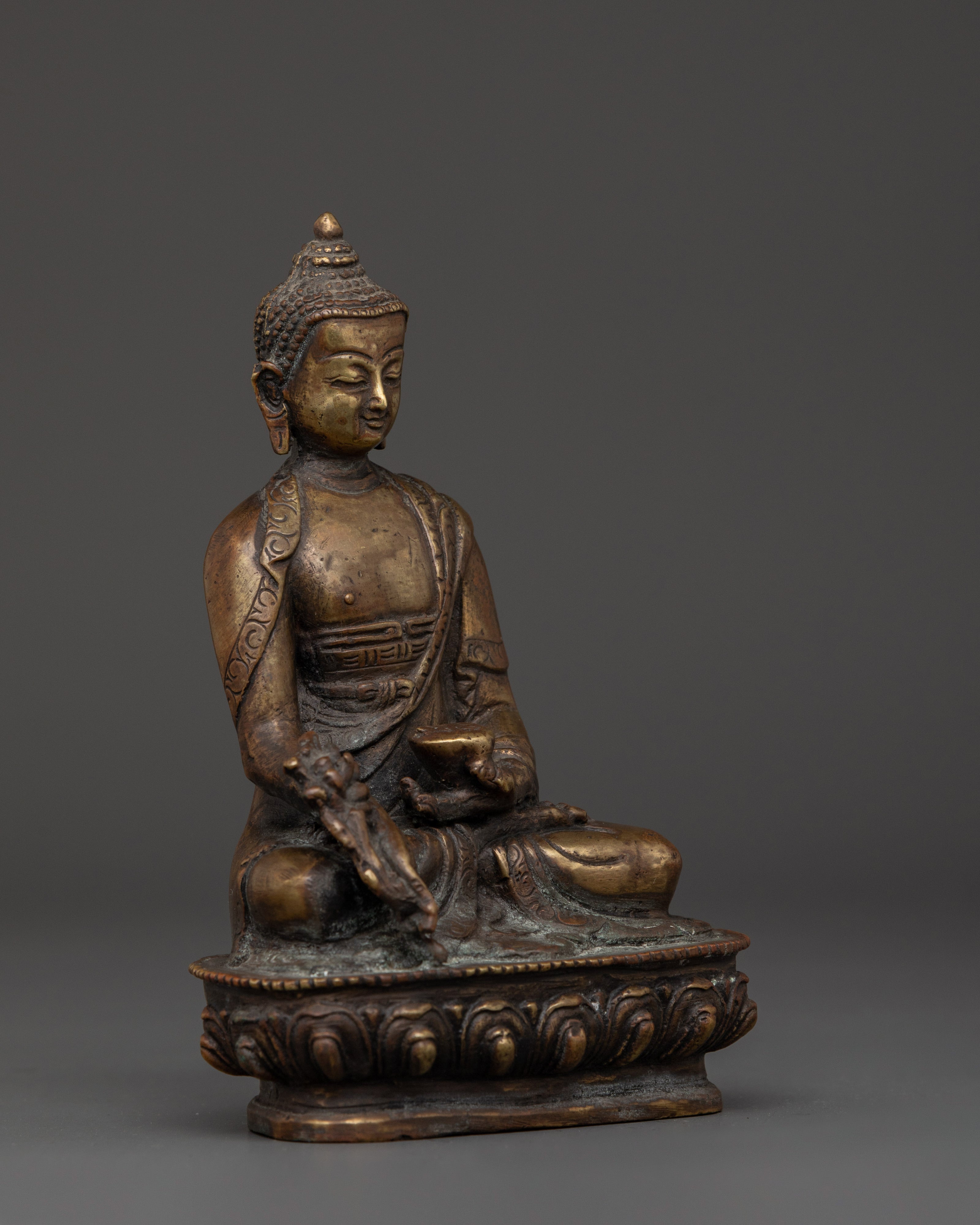 Bhaisajyaguru Brass Statue | Medicine Buddha for Healing Altars