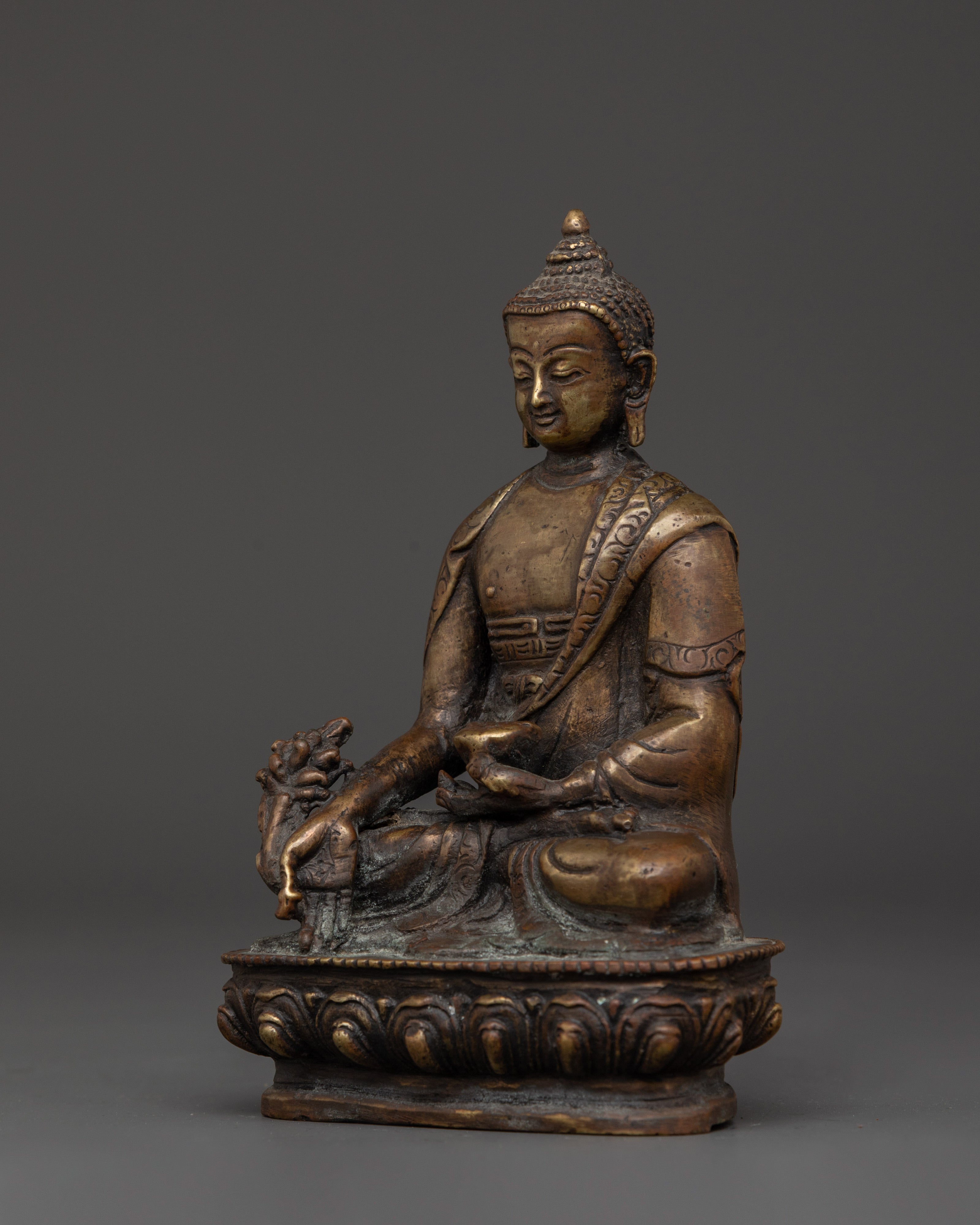 Bhaisajyaguru Brass Statue | Medicine Buddha for Healing Altars