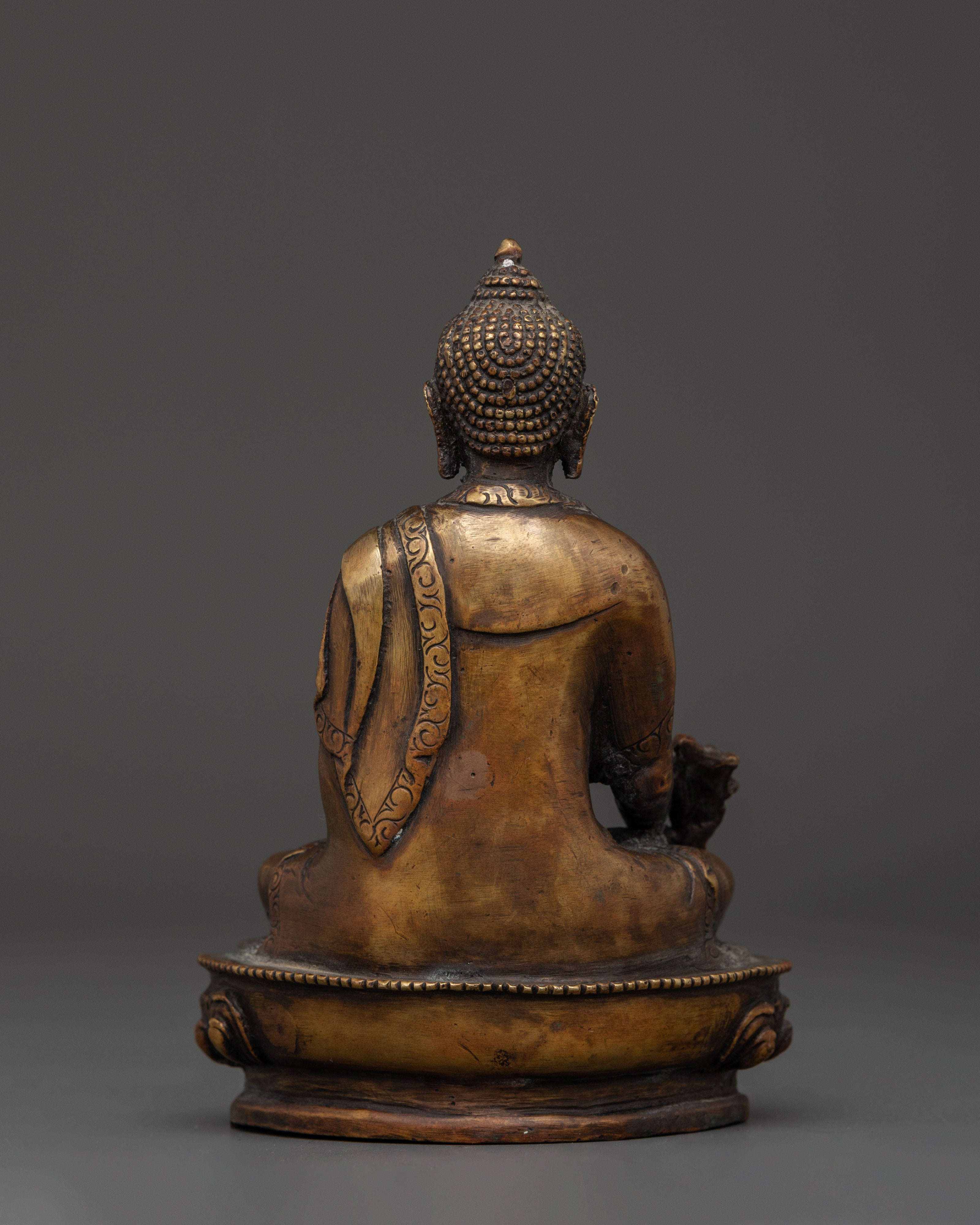 Bhaisajyaguru Brass Statue | Medicine Buddha for Healing Altars