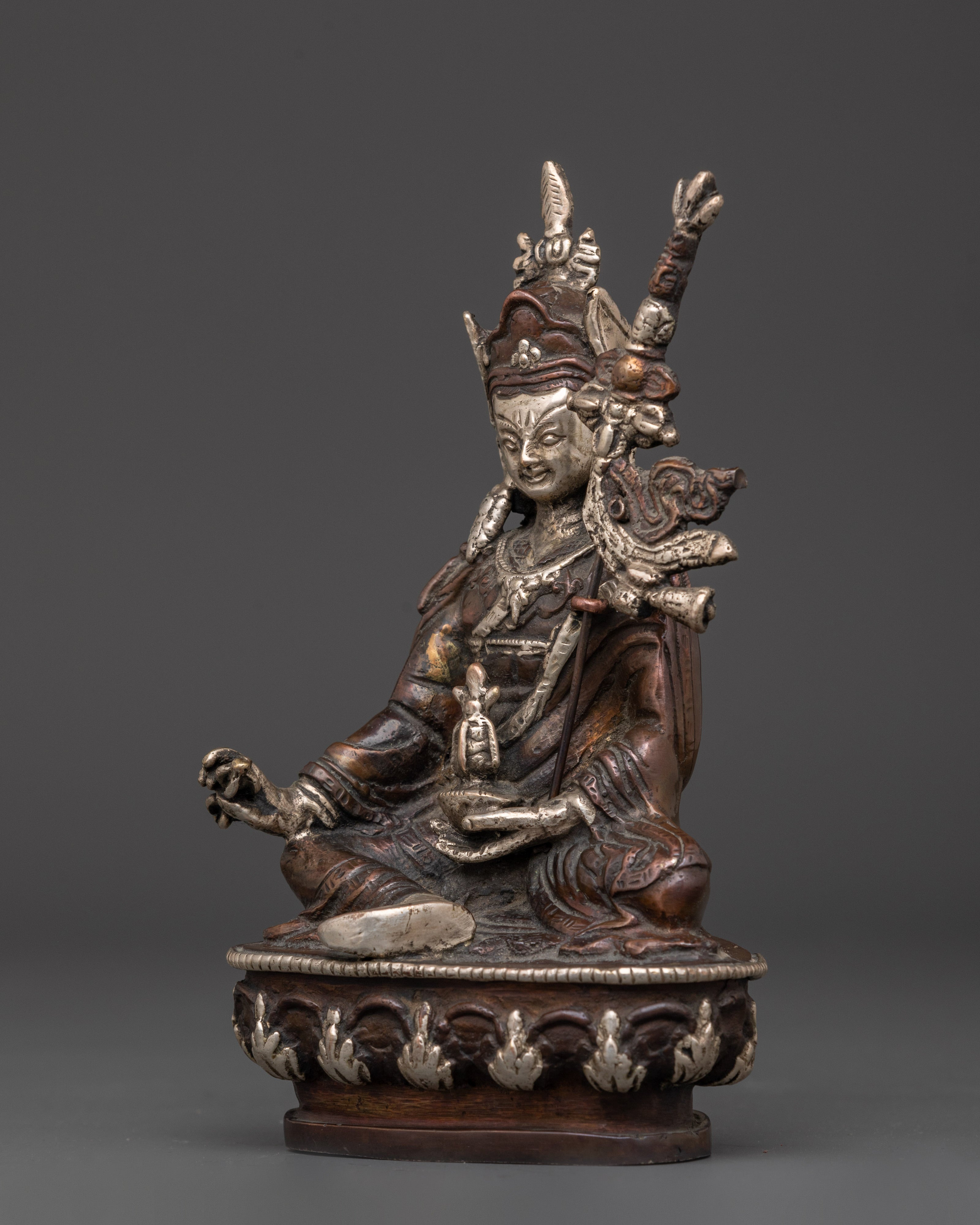 Tibetan Master Guru Rinpoche Figurine for Spiritual Altar Decor