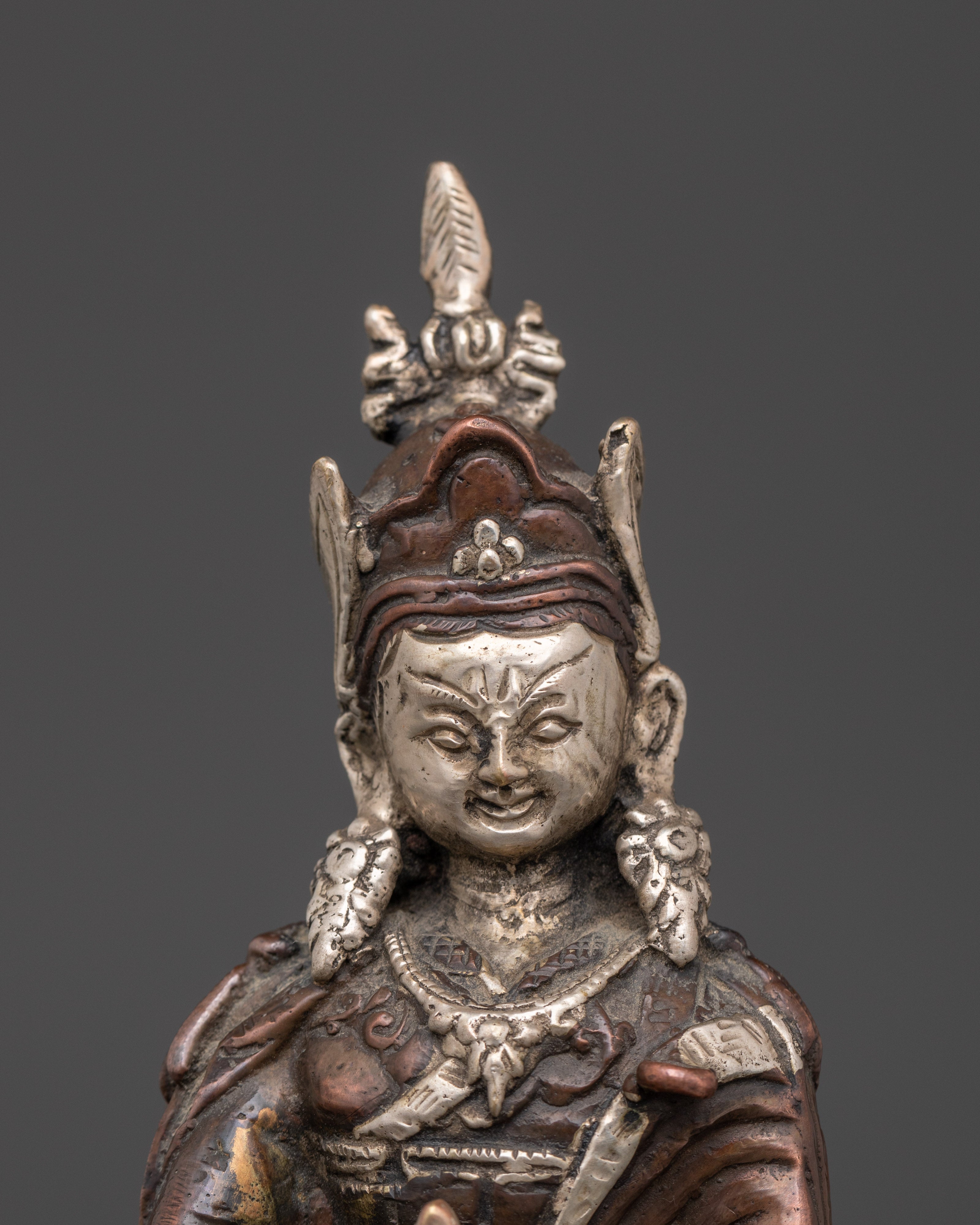 Tibetan Master Guru Rinpoche Figurine for Spiritual Altar Decor