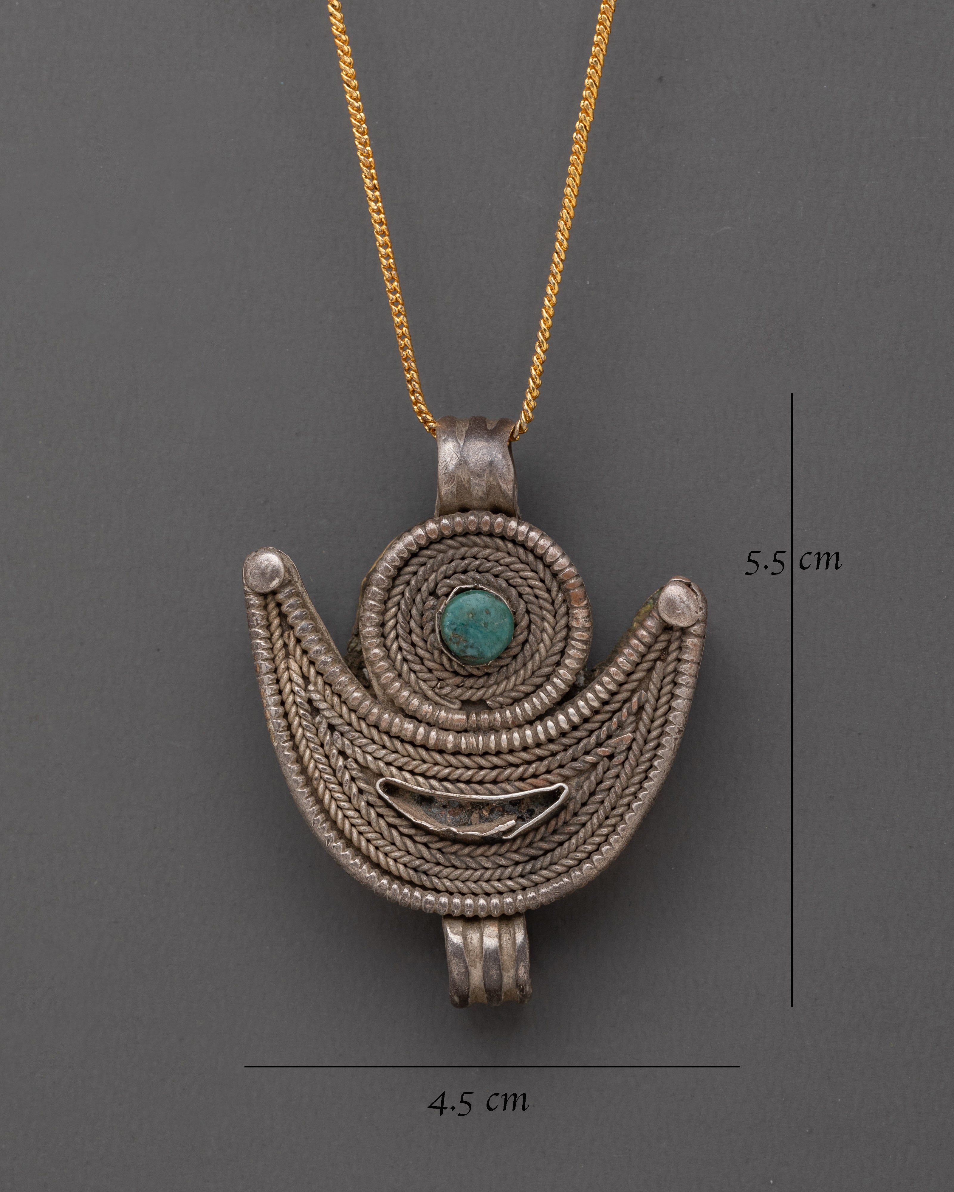 Traditional Himalayan Ghau Box Locket with Turquoise Stone