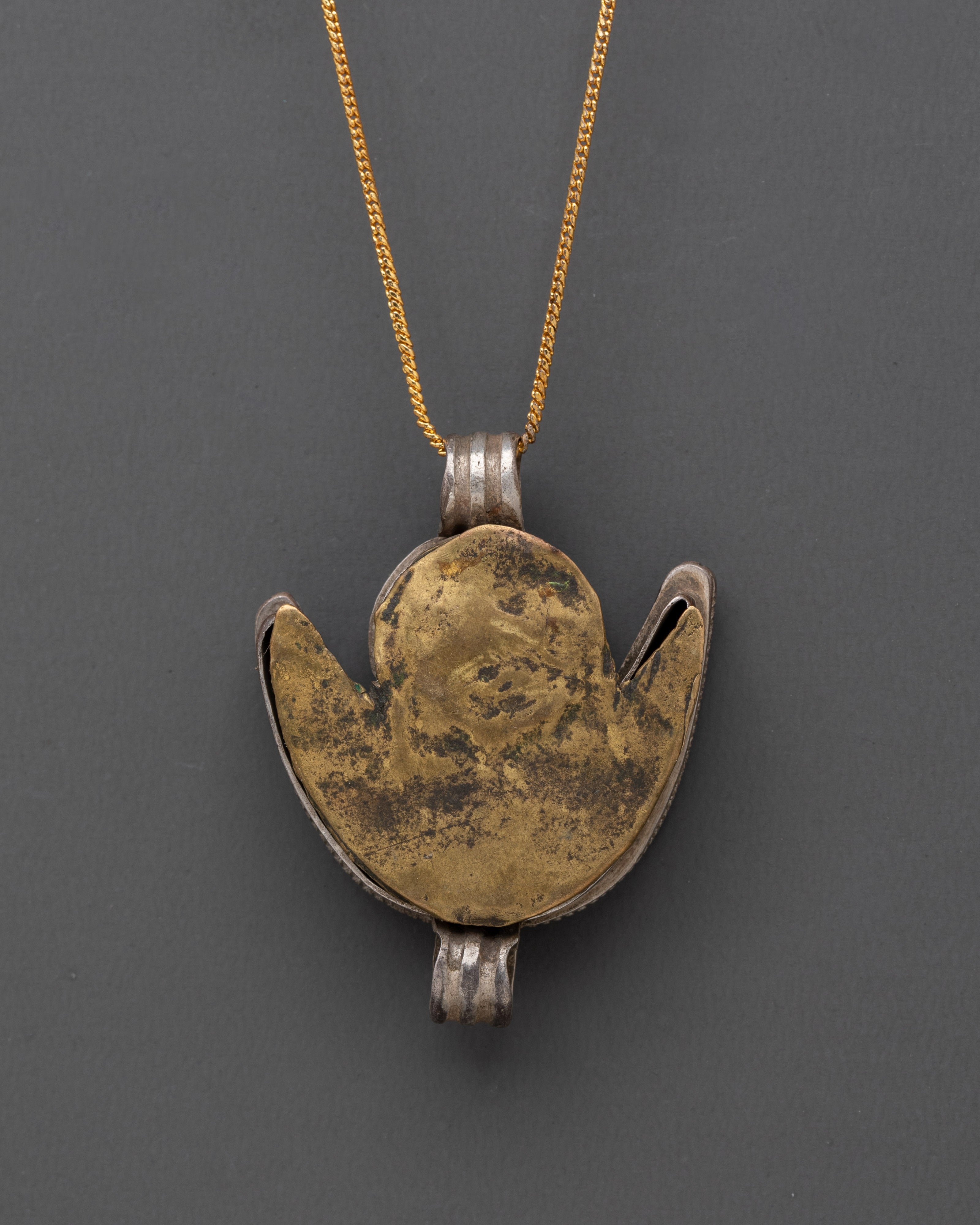 Traditional Himalayan Ghau Box Locket with Turquoise Stone