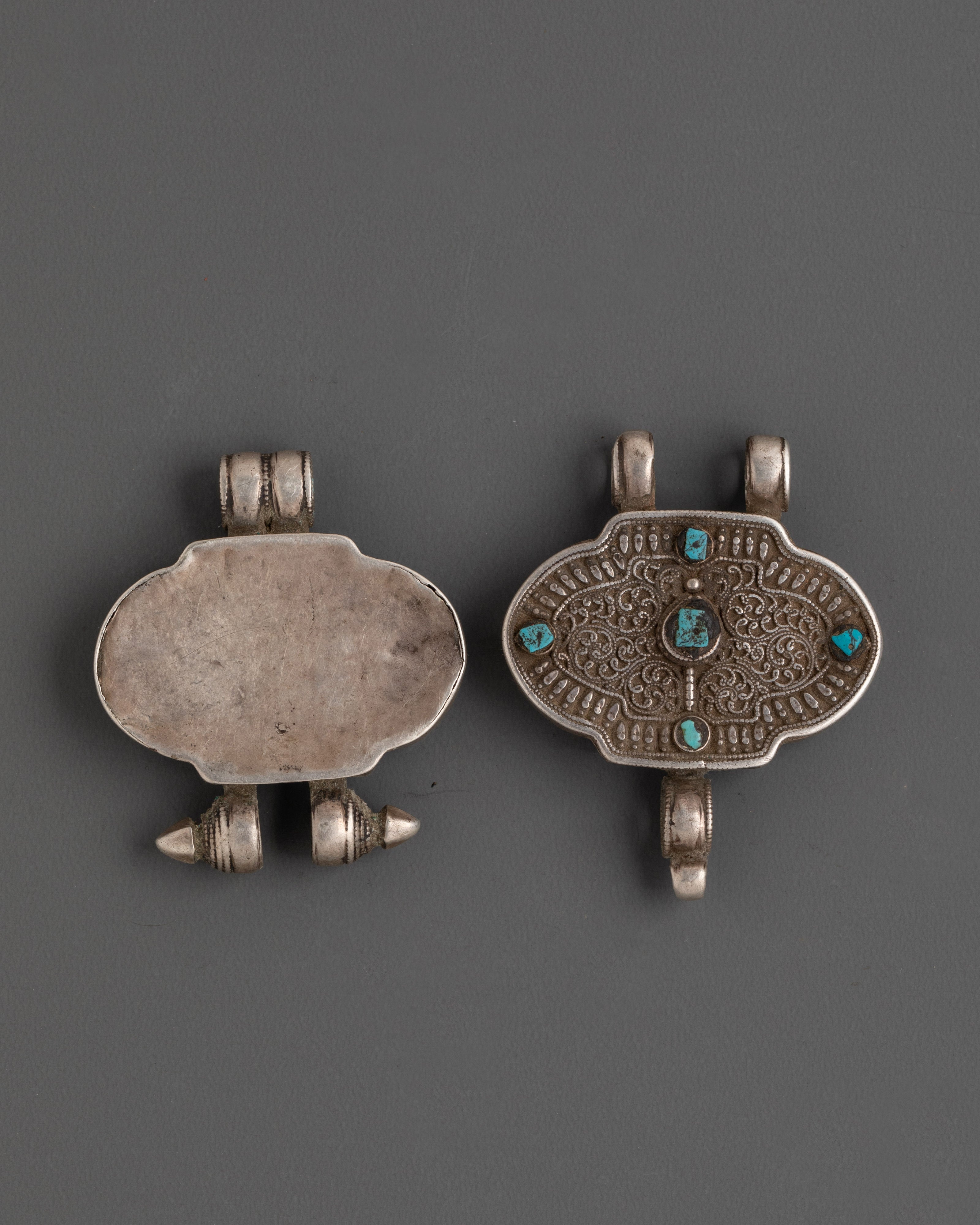 Spiritual Charm Ghau Box Locket with Turquoise Stone