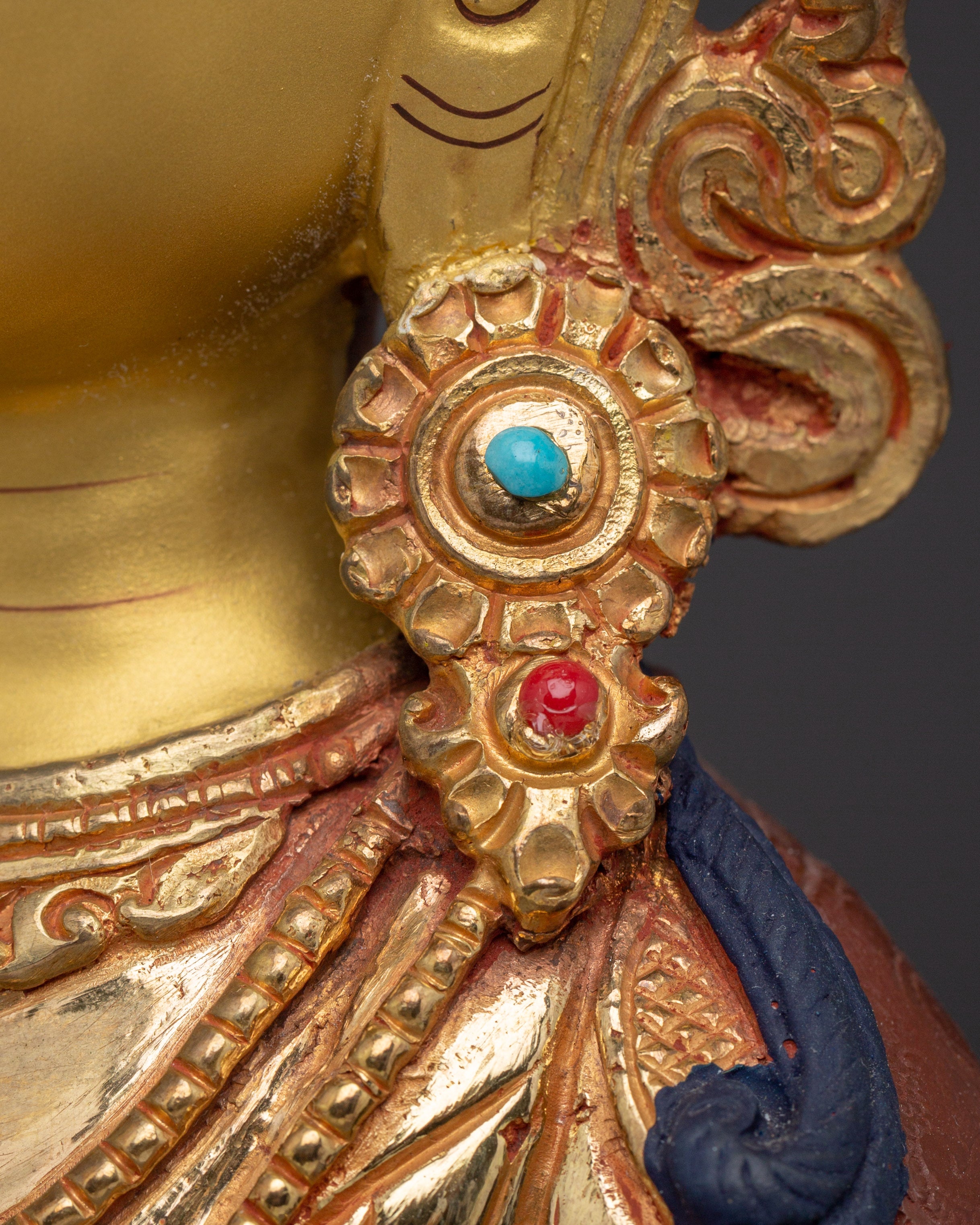 Vajrasattva Traditionally Hand-Carved Bodhisattva Statue | Buddhist Spiritual Sculpture
