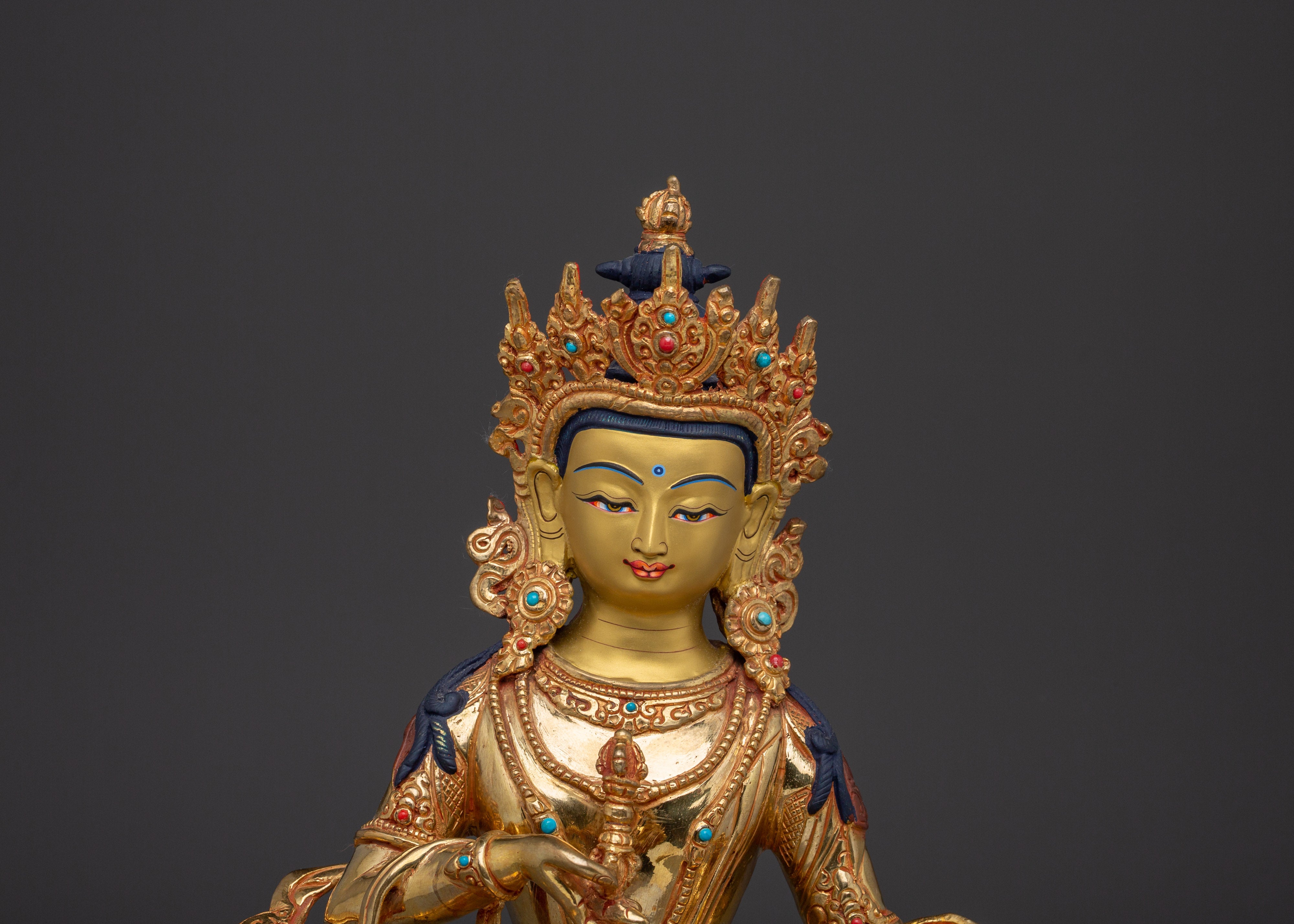 Vajrasattva Traditionally Hand-Carved Bodhisattva Statue | Buddhist Spiritual Sculpture
