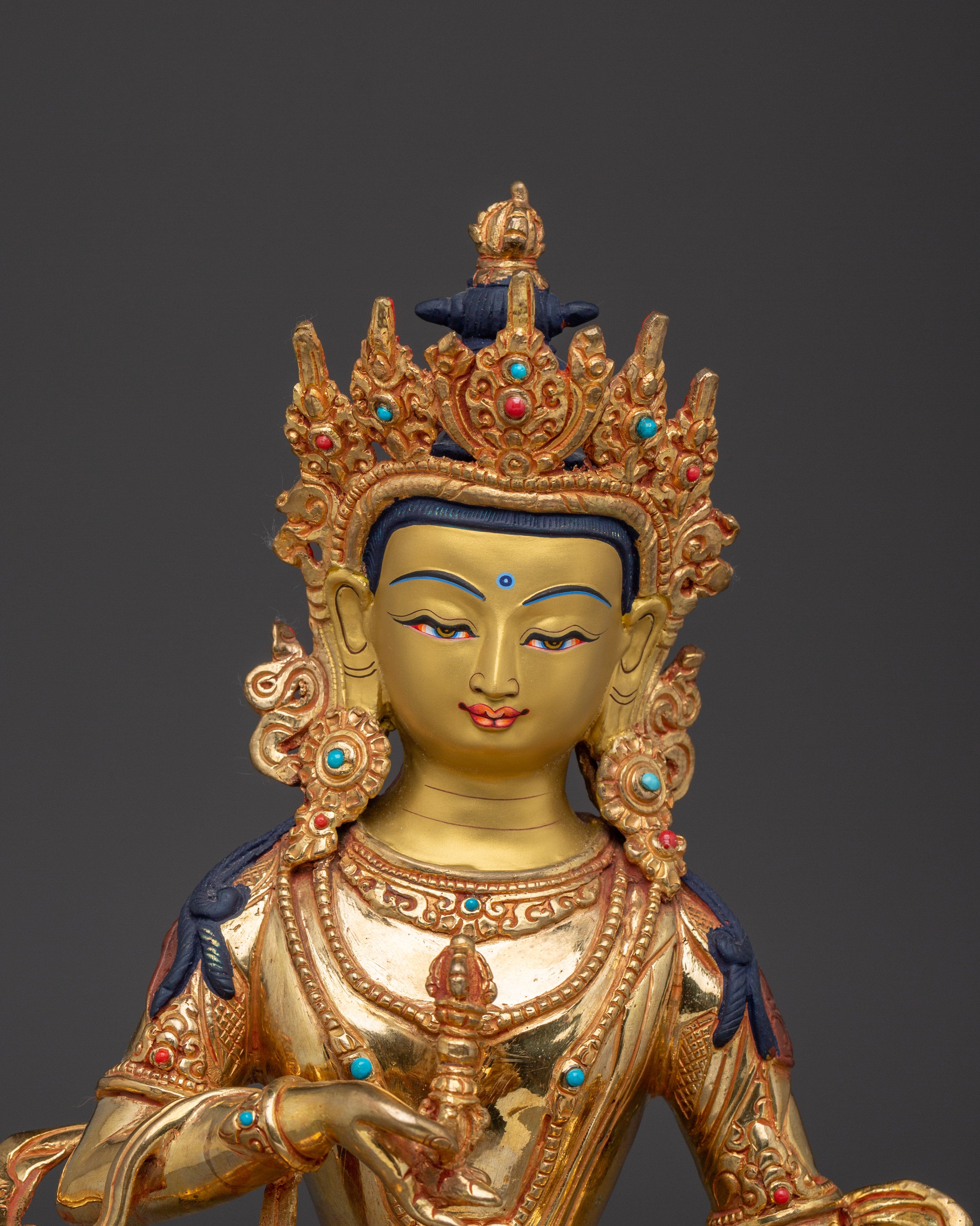 Vajrasattva Traditionally Hand-Carved Bodhisattva Statue | Buddhist Spiritual Sculpture
