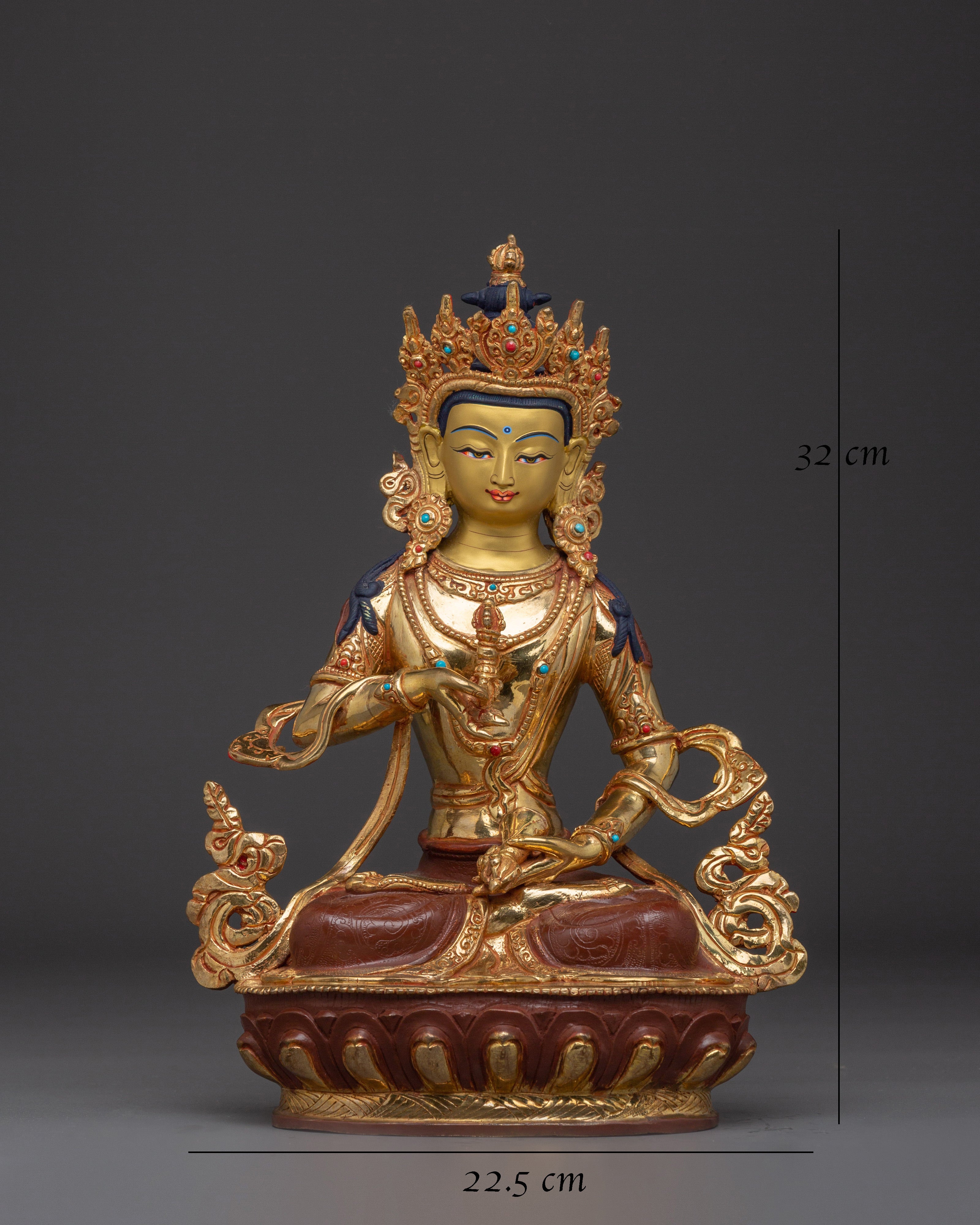 Vajrasattva Traditionally Hand-Carved Bodhisattva Statue | Buddhist Spiritual Sculpture