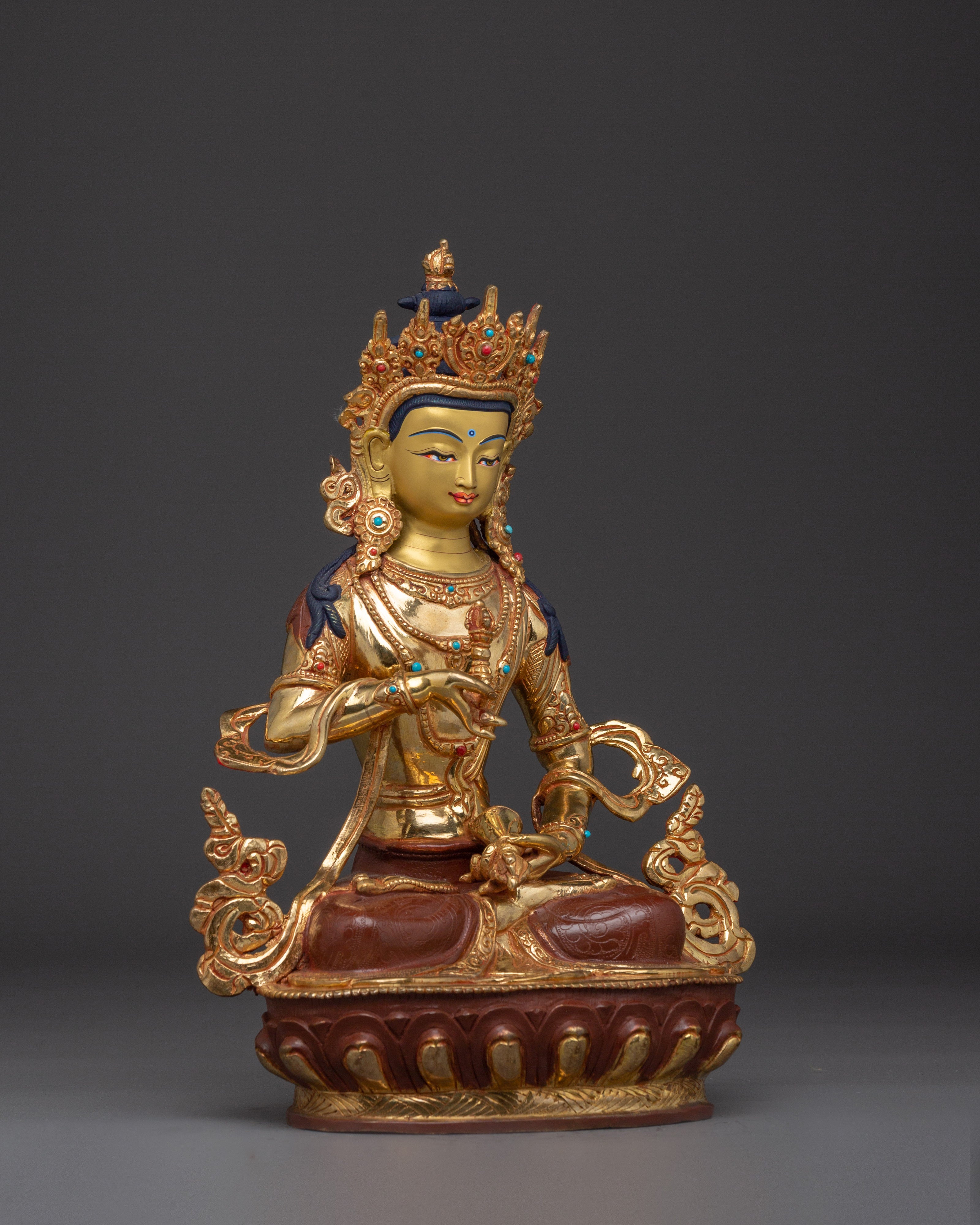 Vajrasattva Traditionally Hand-Carved Bodhisattva Statue | Buddhist Spiritual Sculpture
