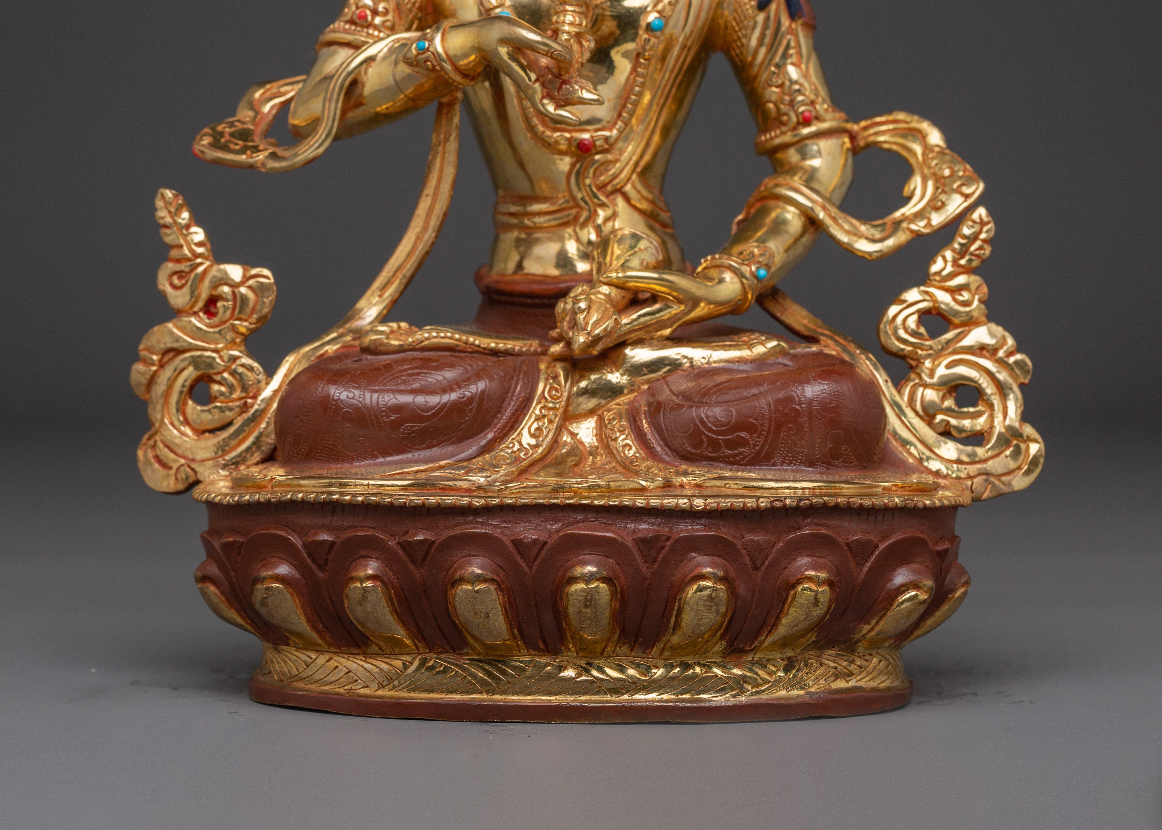 Vajrasattva Traditionally Hand-Carved Bodhisattva Statue | Buddhist Spiritual Sculpture