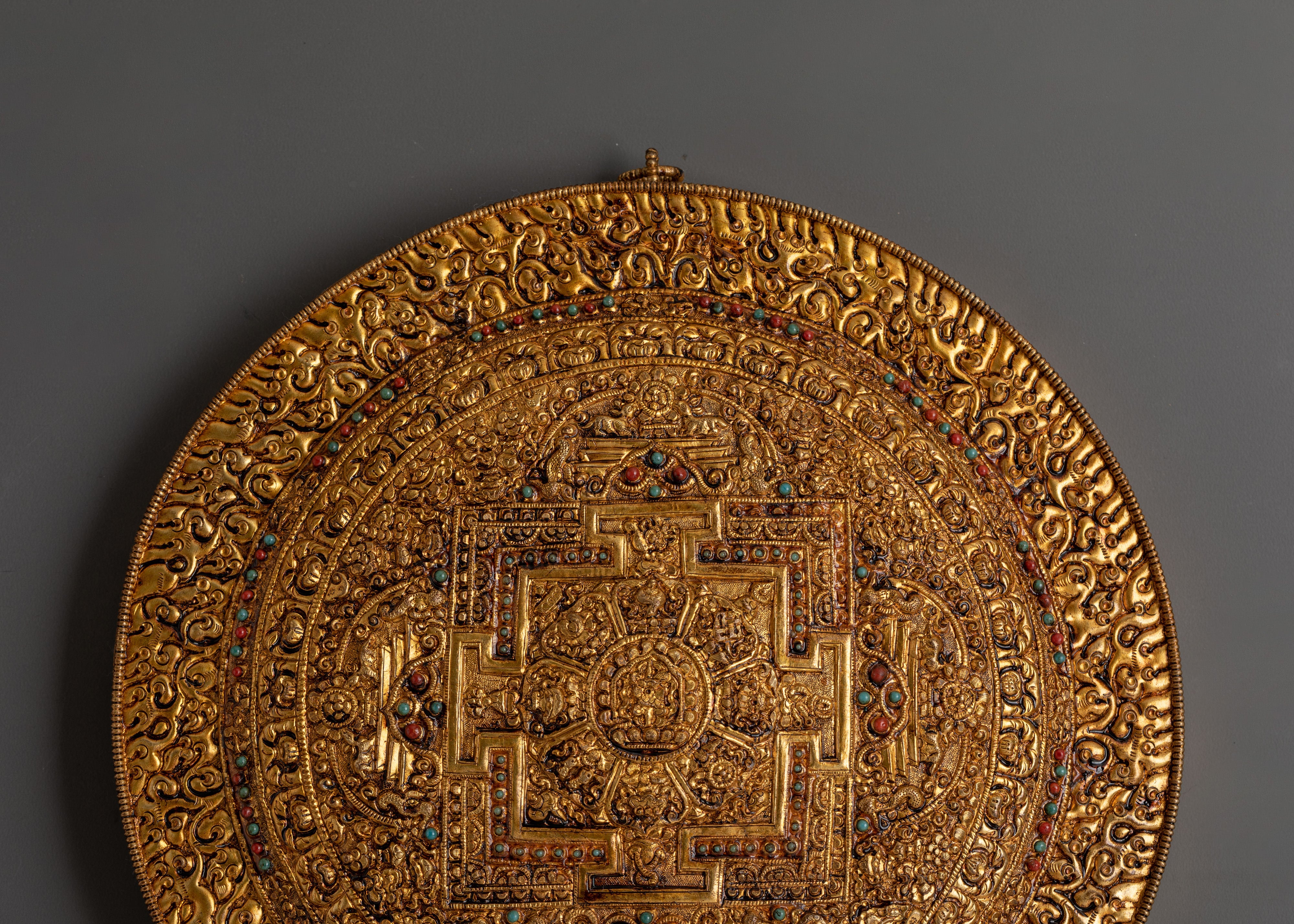 Copper Made Sacred Wall Hanging | Traditional Handcarved Spiritual Home Decor
