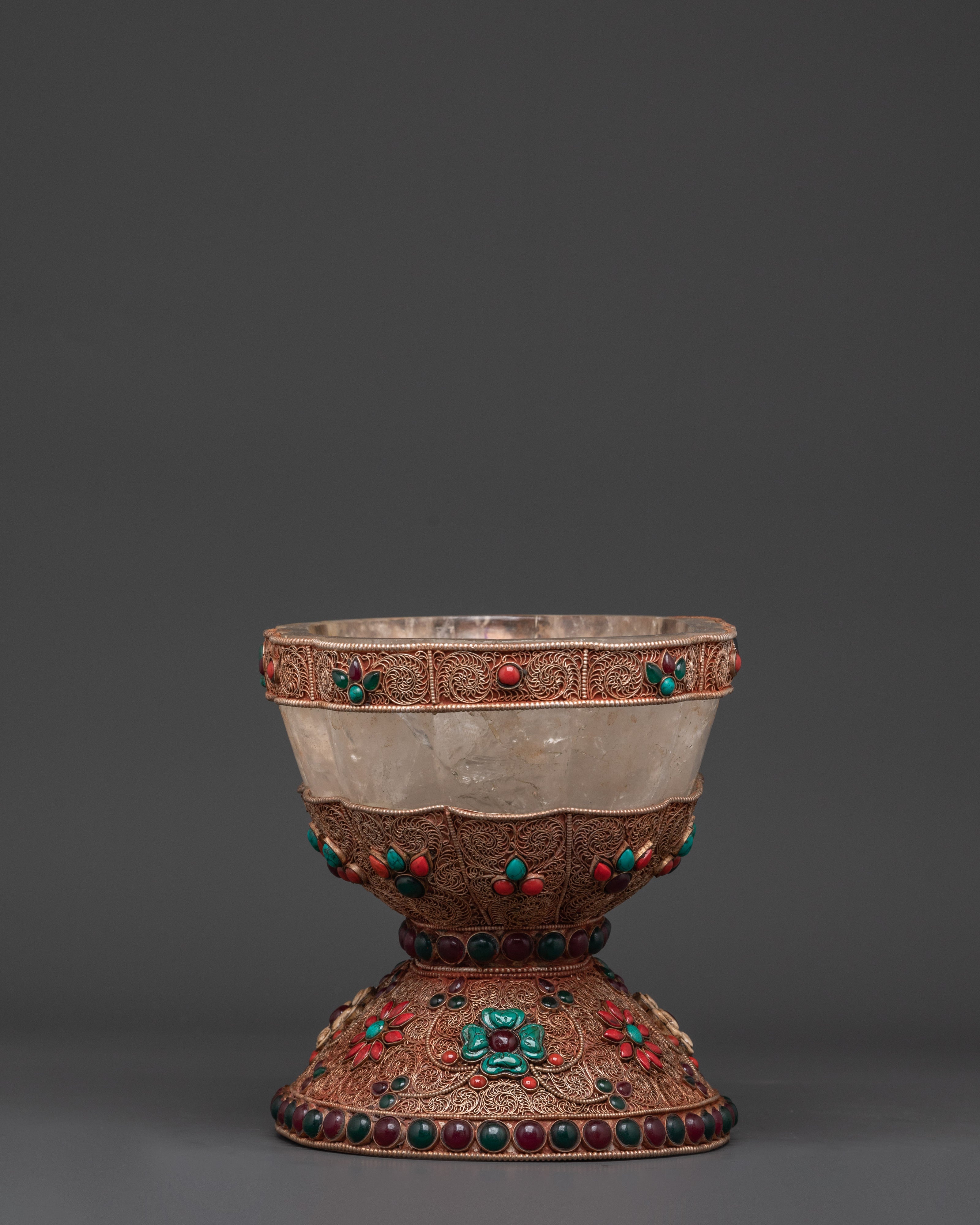 Handcrafted Decorative Kapala Ritual Cup | Tibetan Altar Vessel