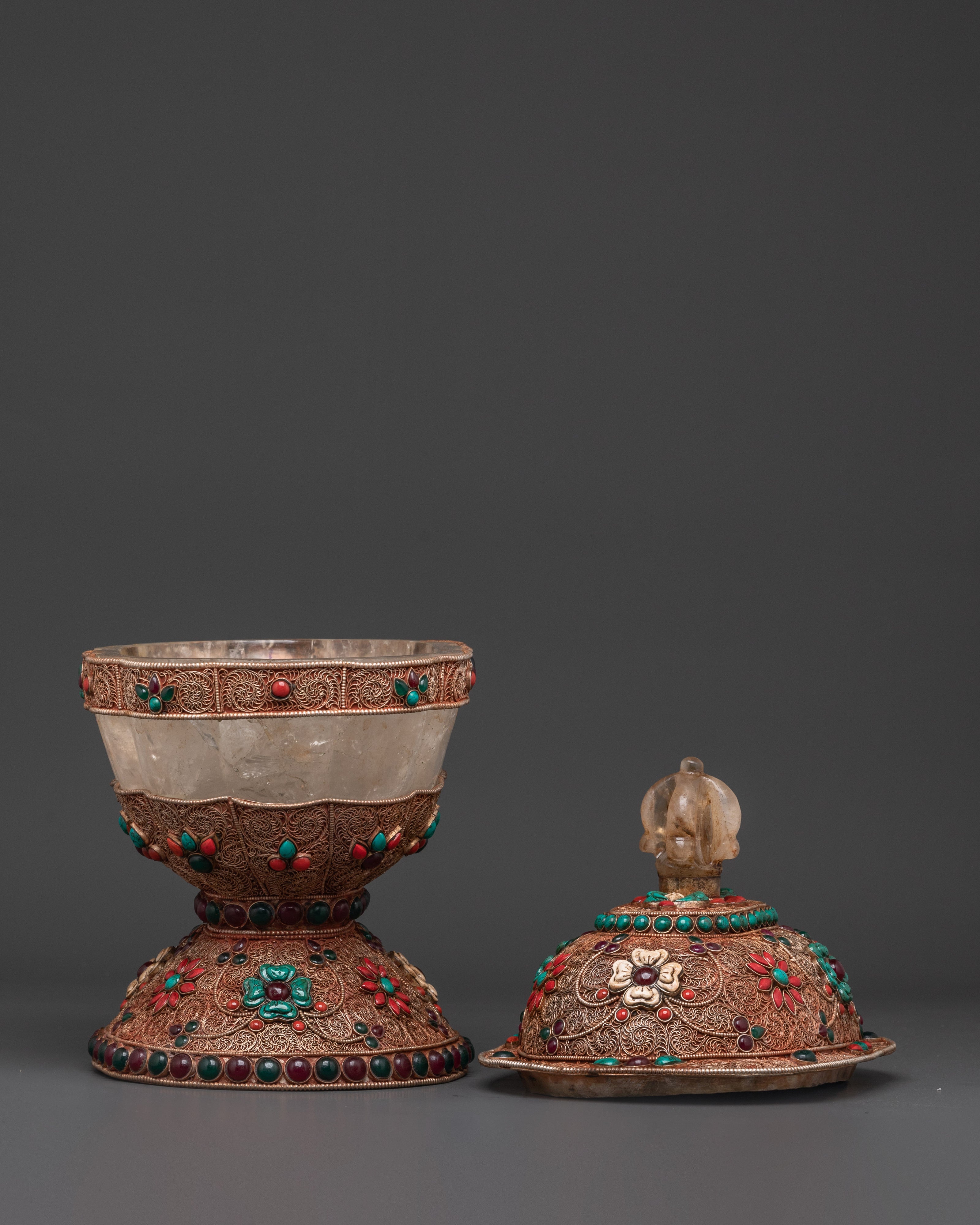 Handcrafted Decorative Kapala Ritual Cup | Tibetan Altar Vessel