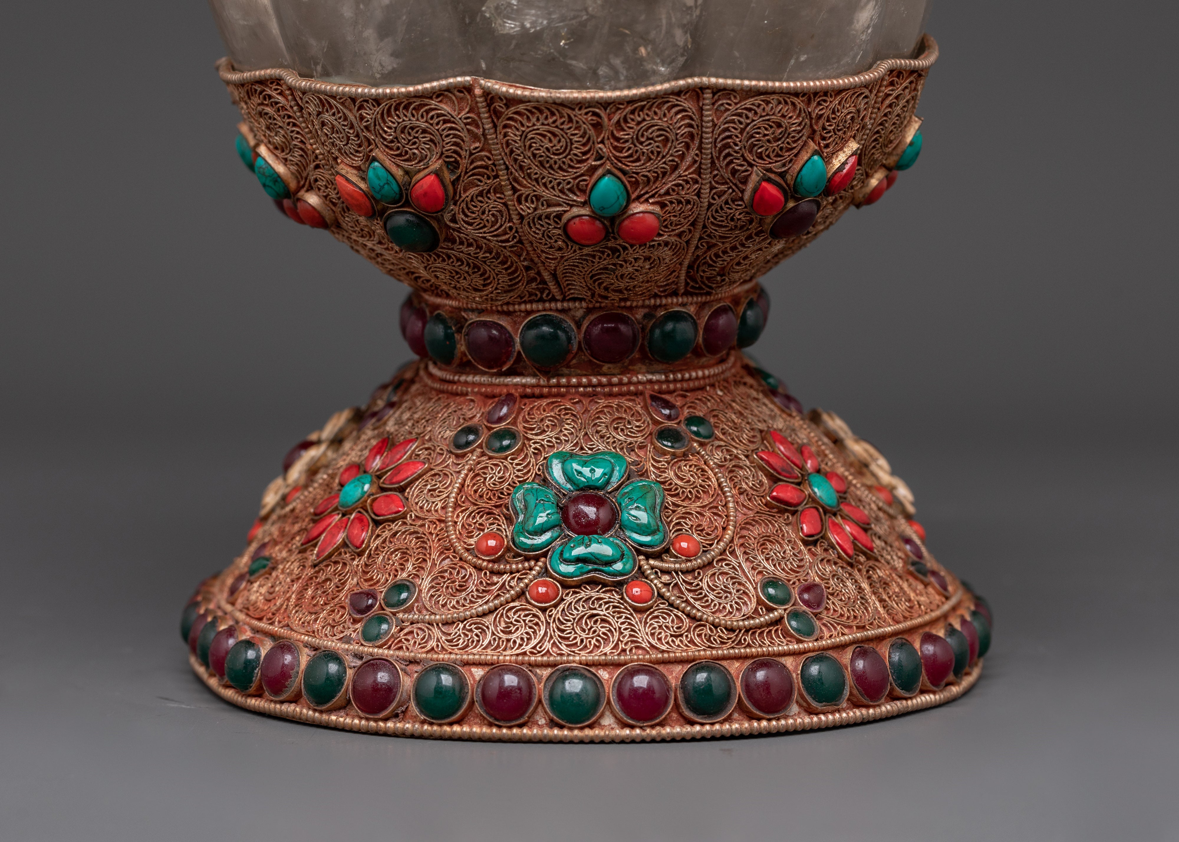 Handcrafted Decorative Kapala Ritual Cup | Tibetan Altar Vessel