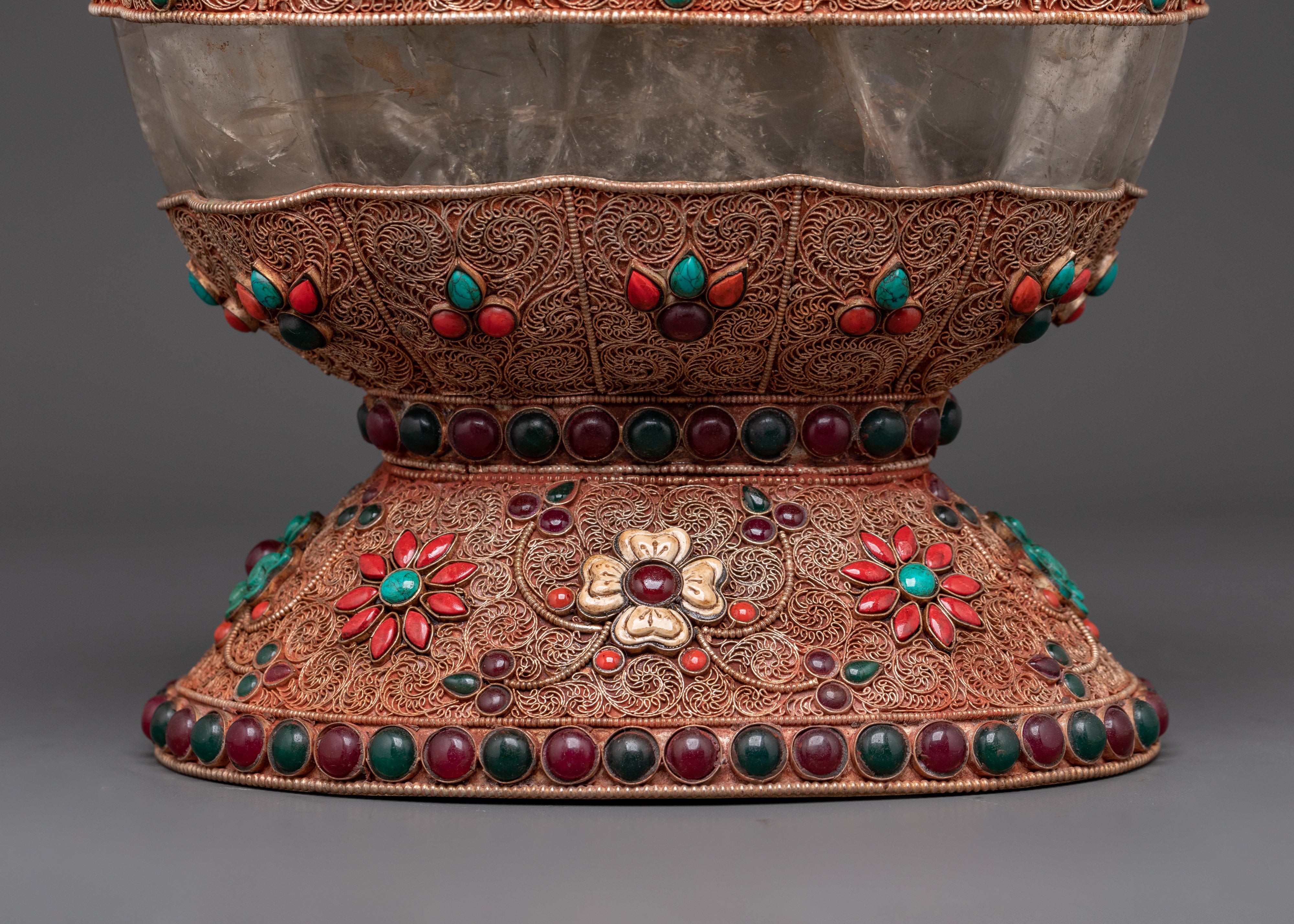 Handcrafted Decorative Kapala Ritual Cup | Tibetan Altar Vessel
