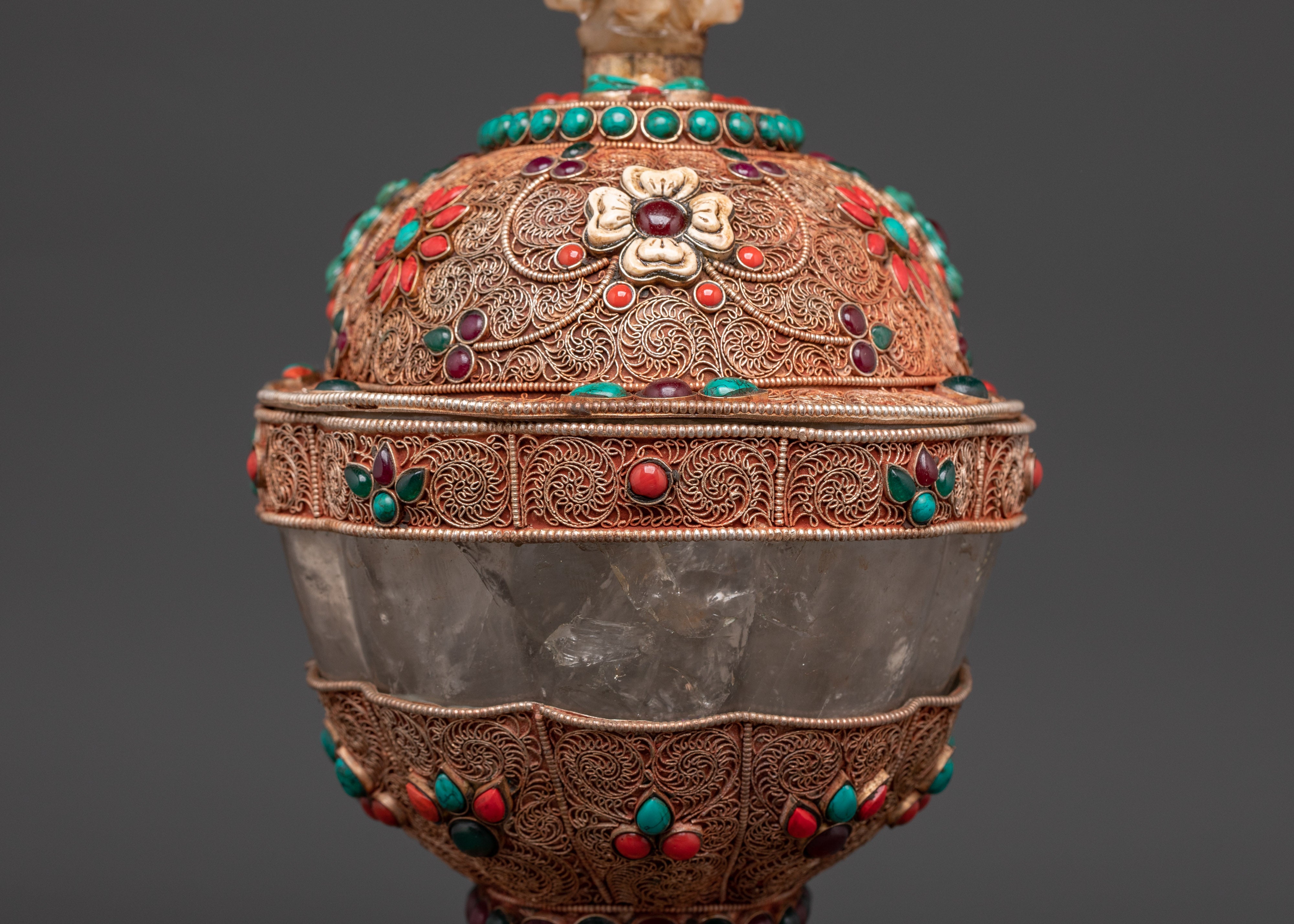Handcrafted Decorative Kapala Ritual Cup | Tibetan Altar Vessel
