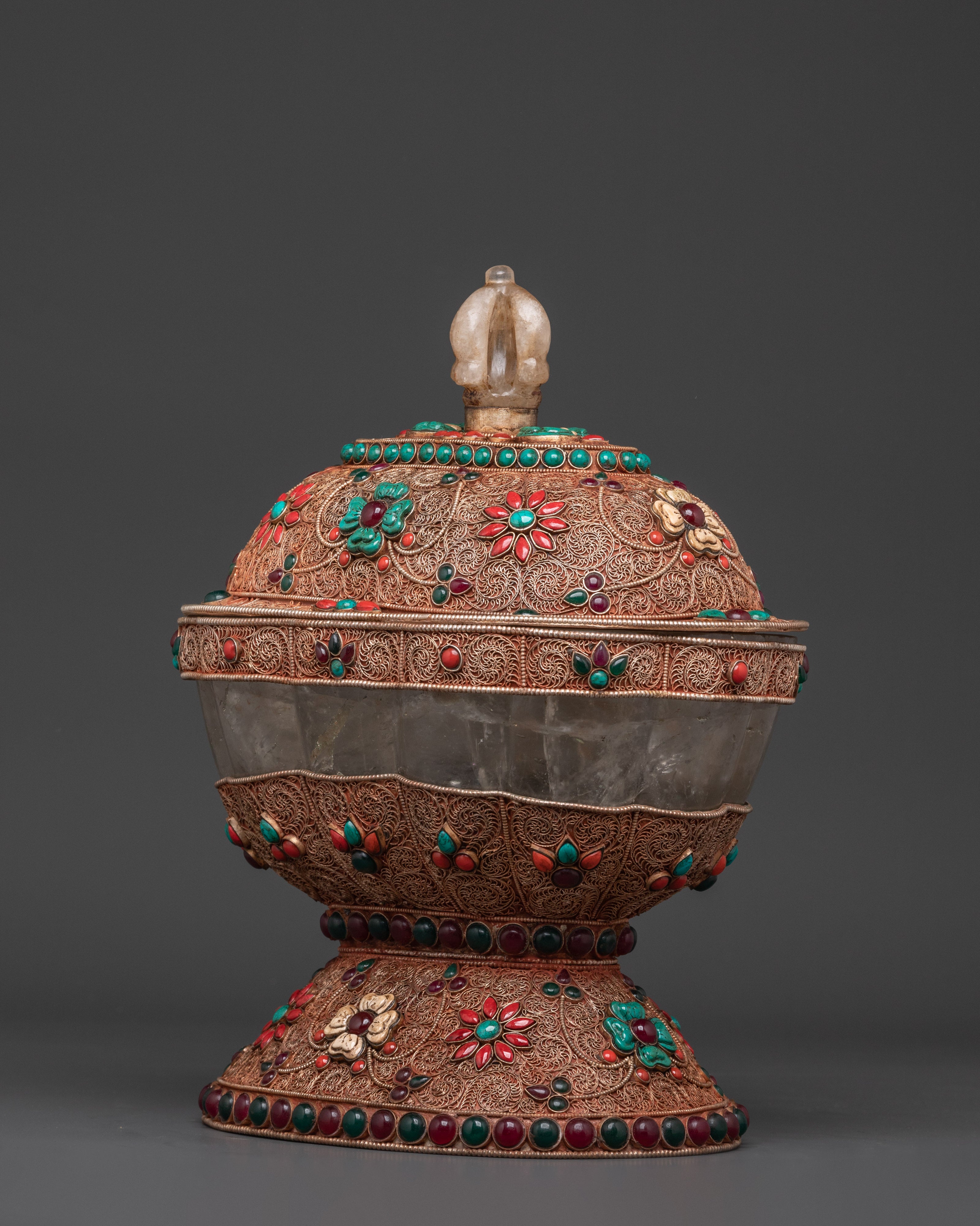 Handcrafted Decorative Kapala Ritual Cup | Tibetan Altar Vessel