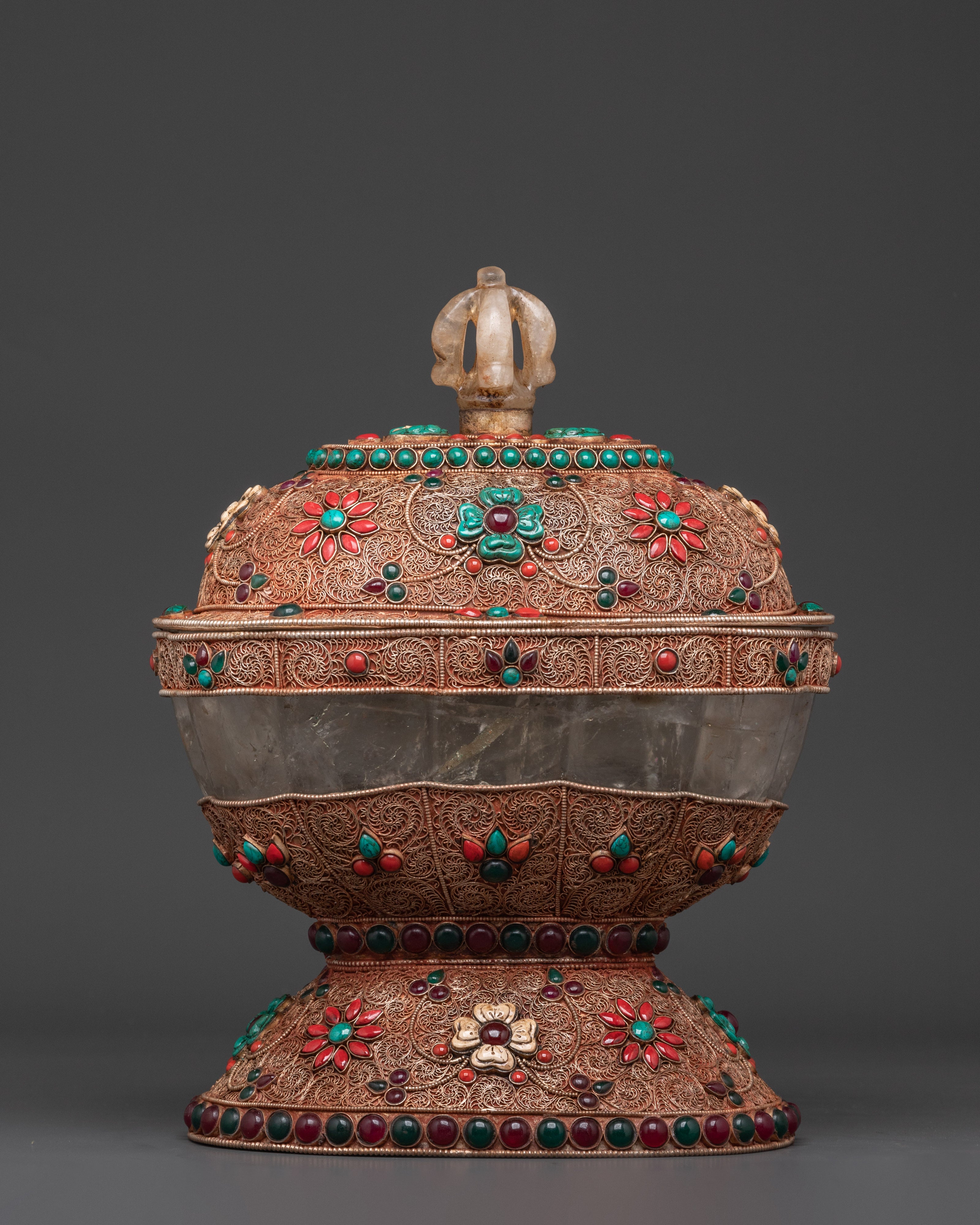 Handcrafted Decorative Kapala Ritual Cup | Tibetan Altar Vessel