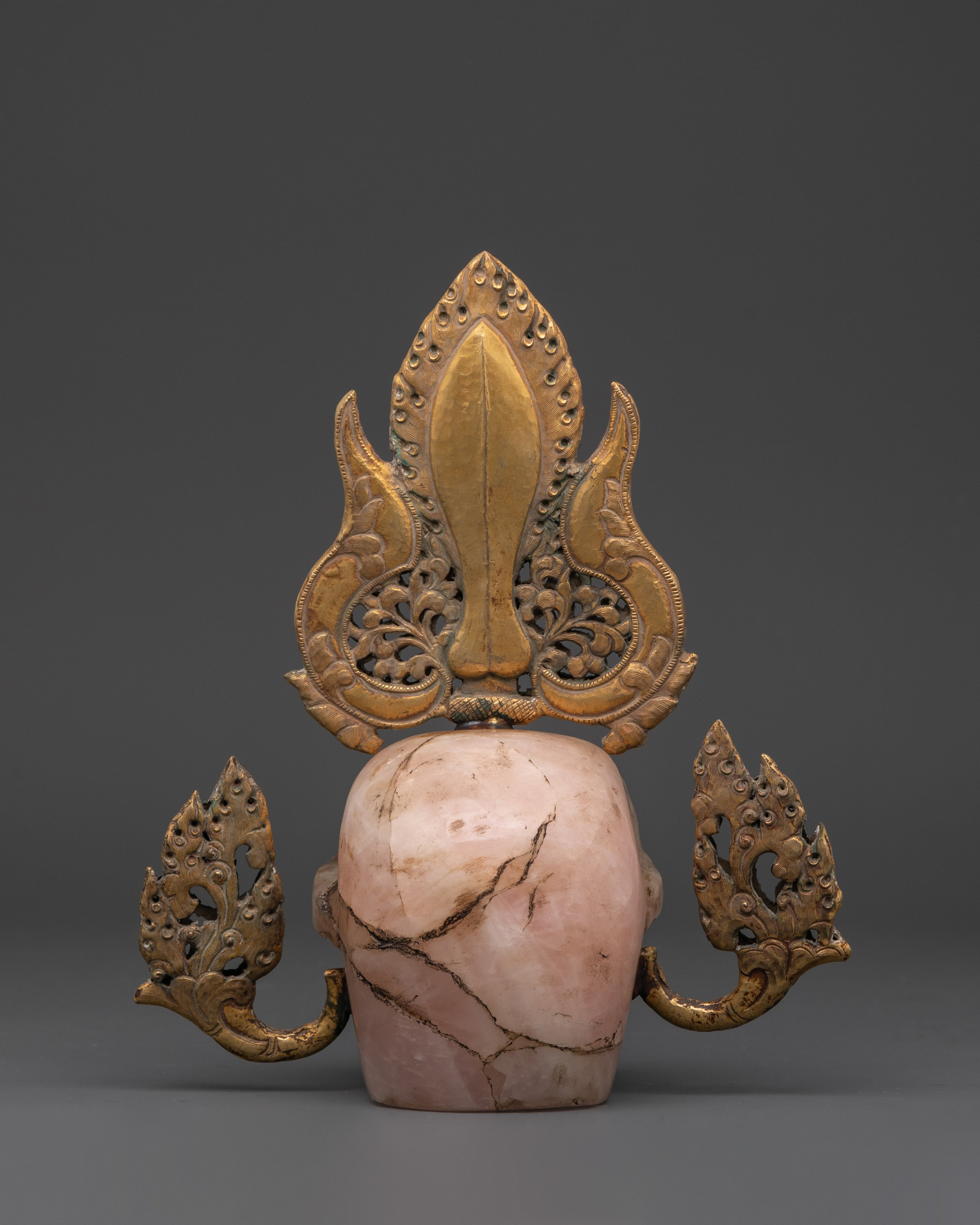 Spiritual Skull Head Decor | Gold Plated Crystal Kapala