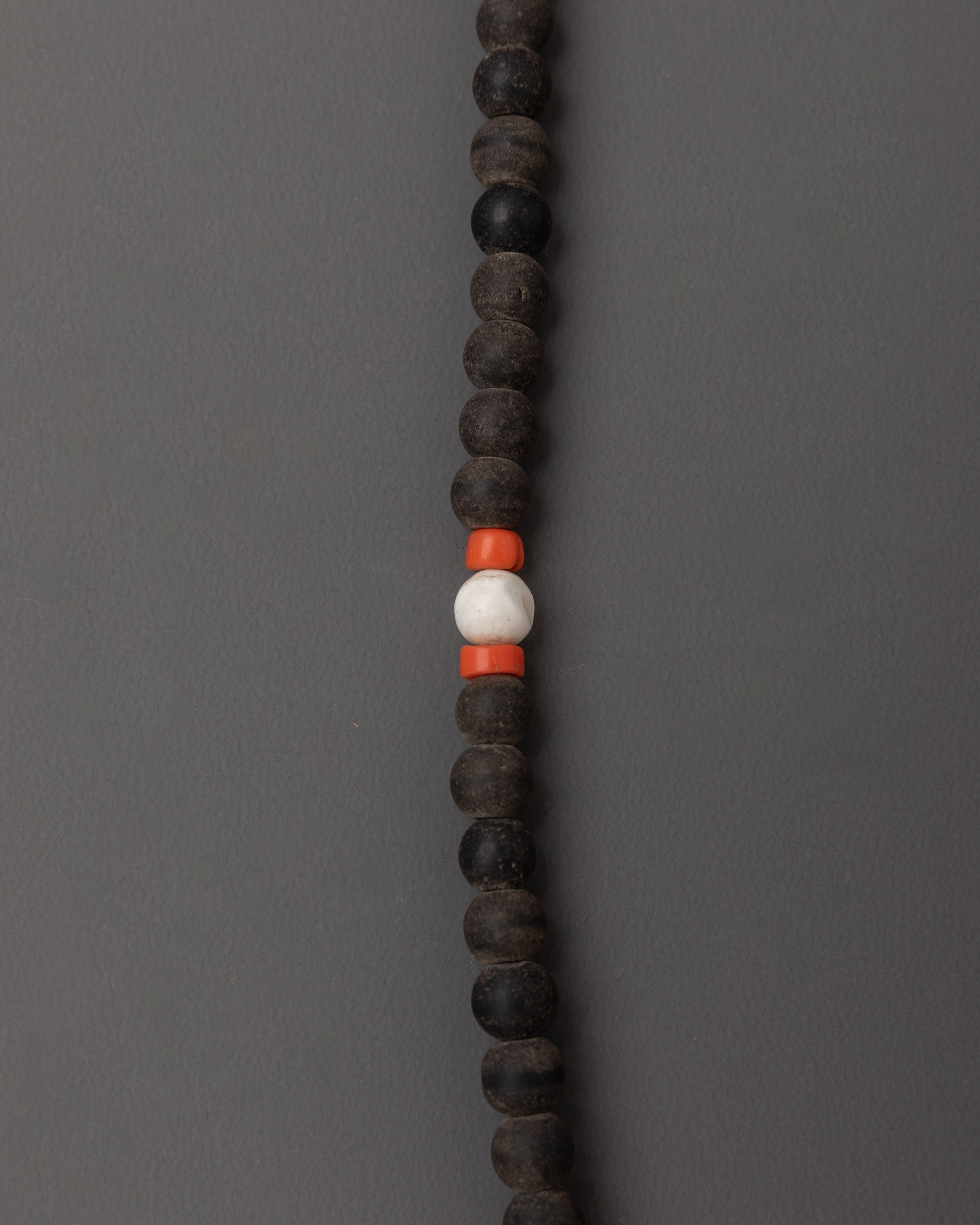 47cm Black Stone Mala |  8mm Meditation Beads with Coral & Turquoise Stones