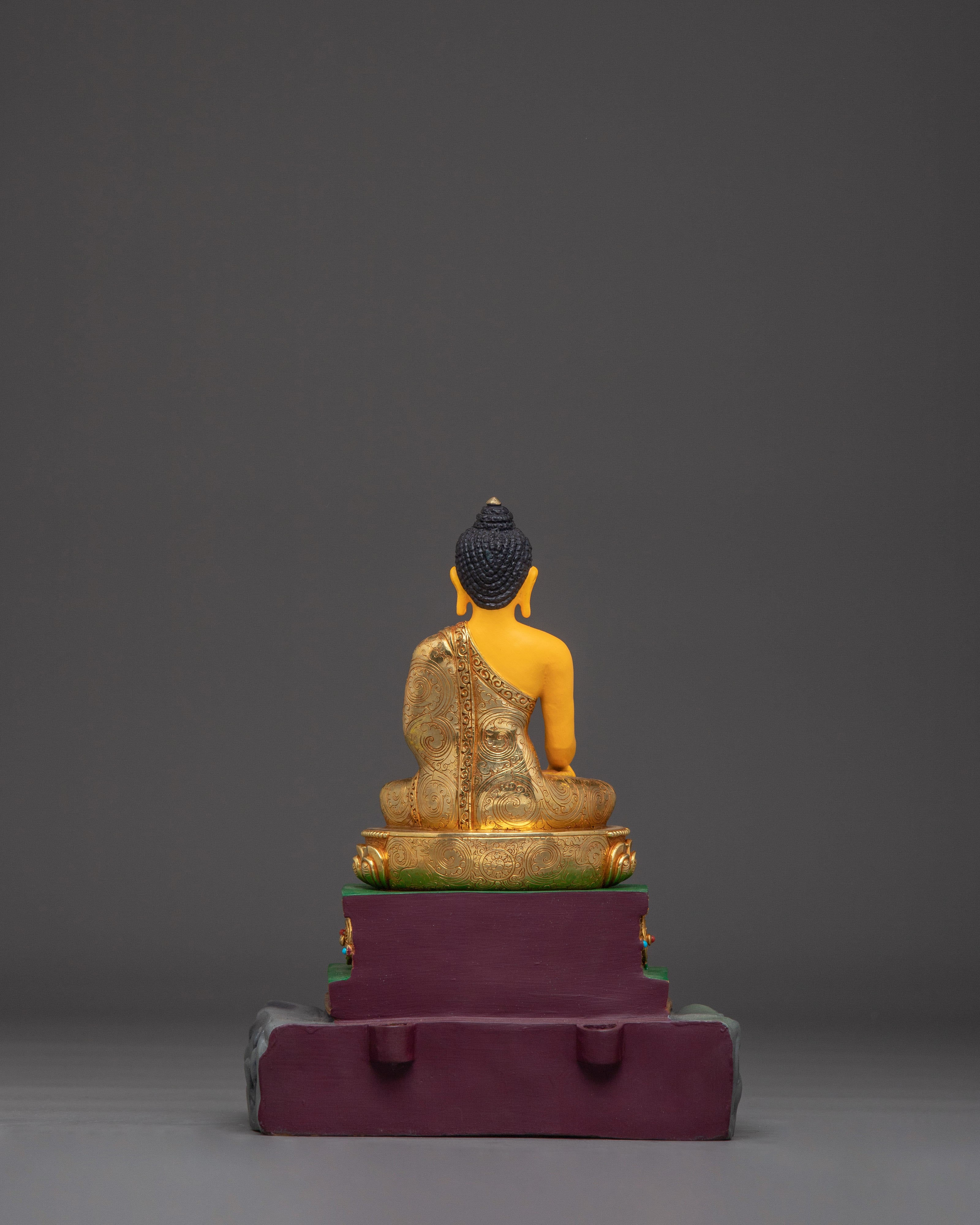 Handmade shakyamuni Buddha With Throne | Statue for Altar & Meditation
