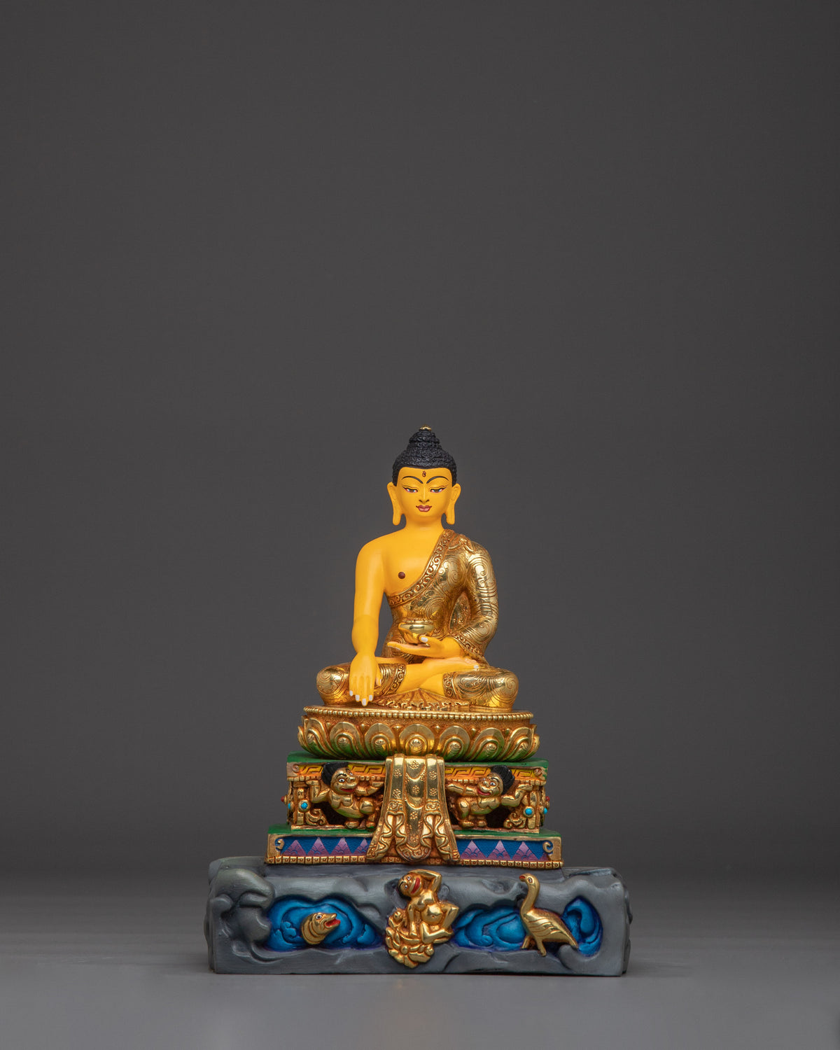 Handmade shakyamuni Buddha With Throne | Statue for Altar & Meditation