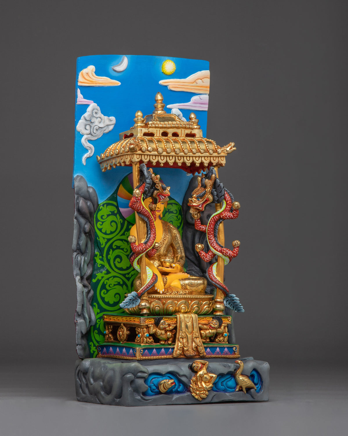 Handmade shakyamuni Buddha With Throne | Statue for Altar & Meditation