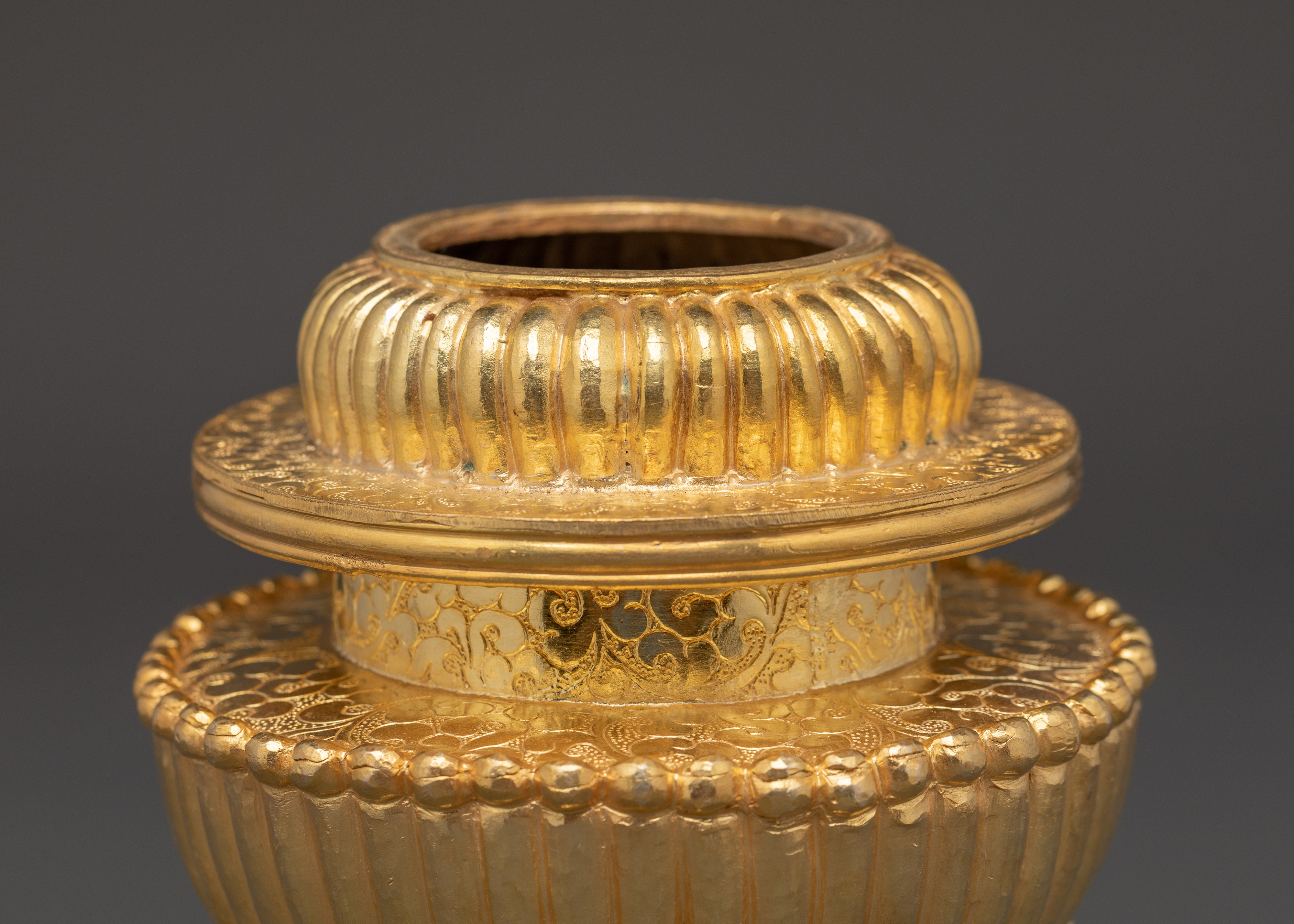 Handcrafted Tibetan Rice Pot | Mercury Gold Plated Copper Rice Pot